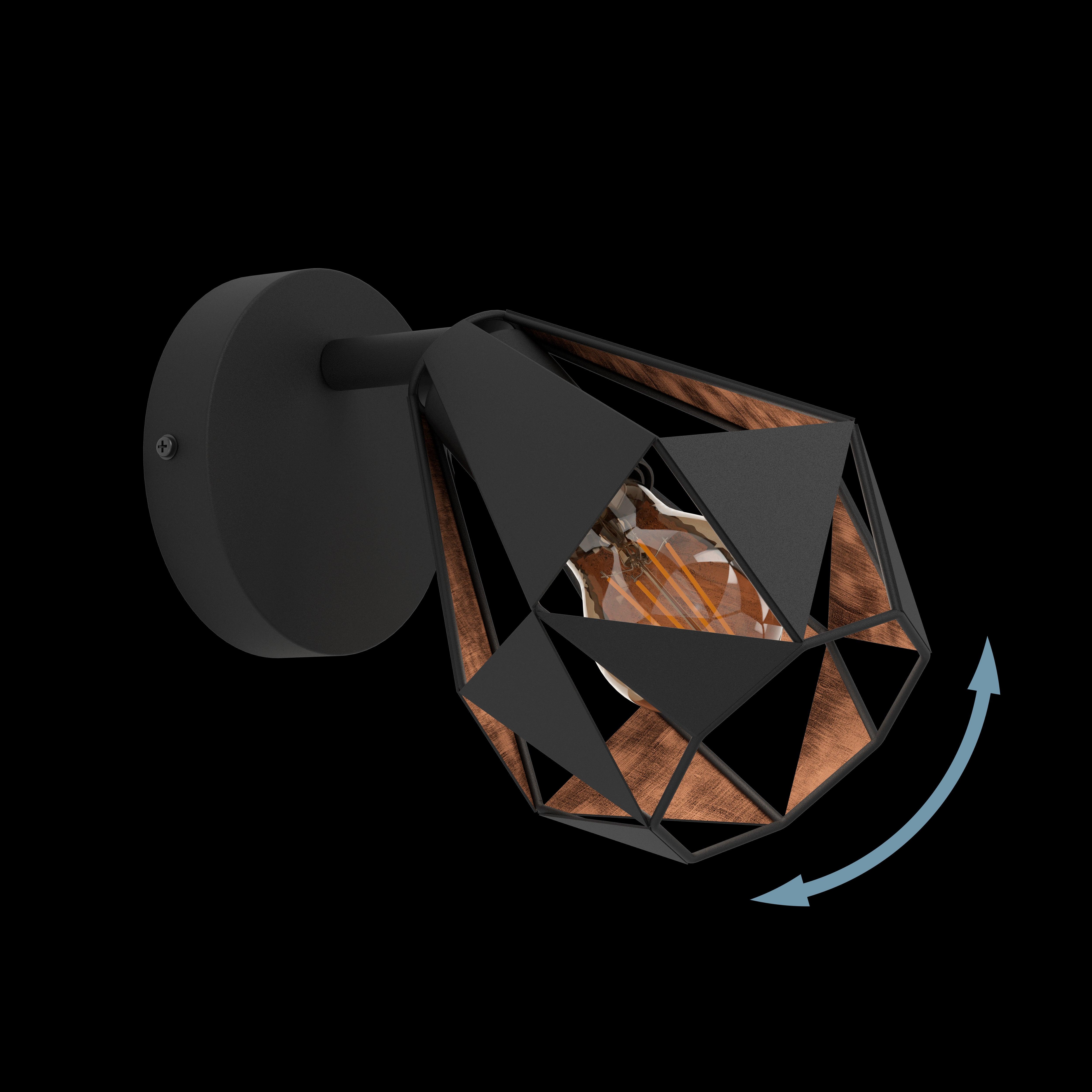 eglo carlton 7 black copper geometric wall spotlight kitchen lighting