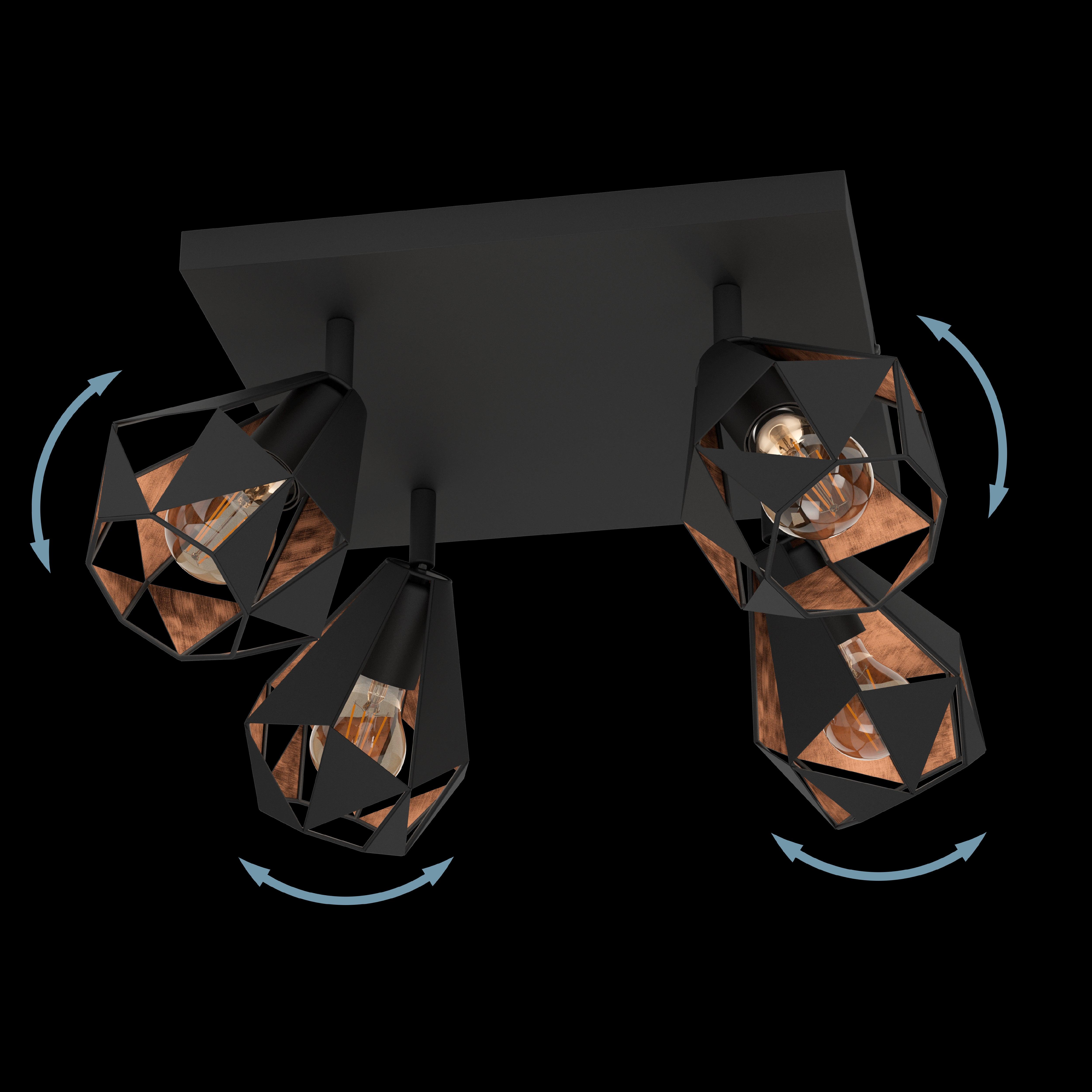 eglo carlton 7 black copper geometric 4 light plate spotlight kitchen lighting