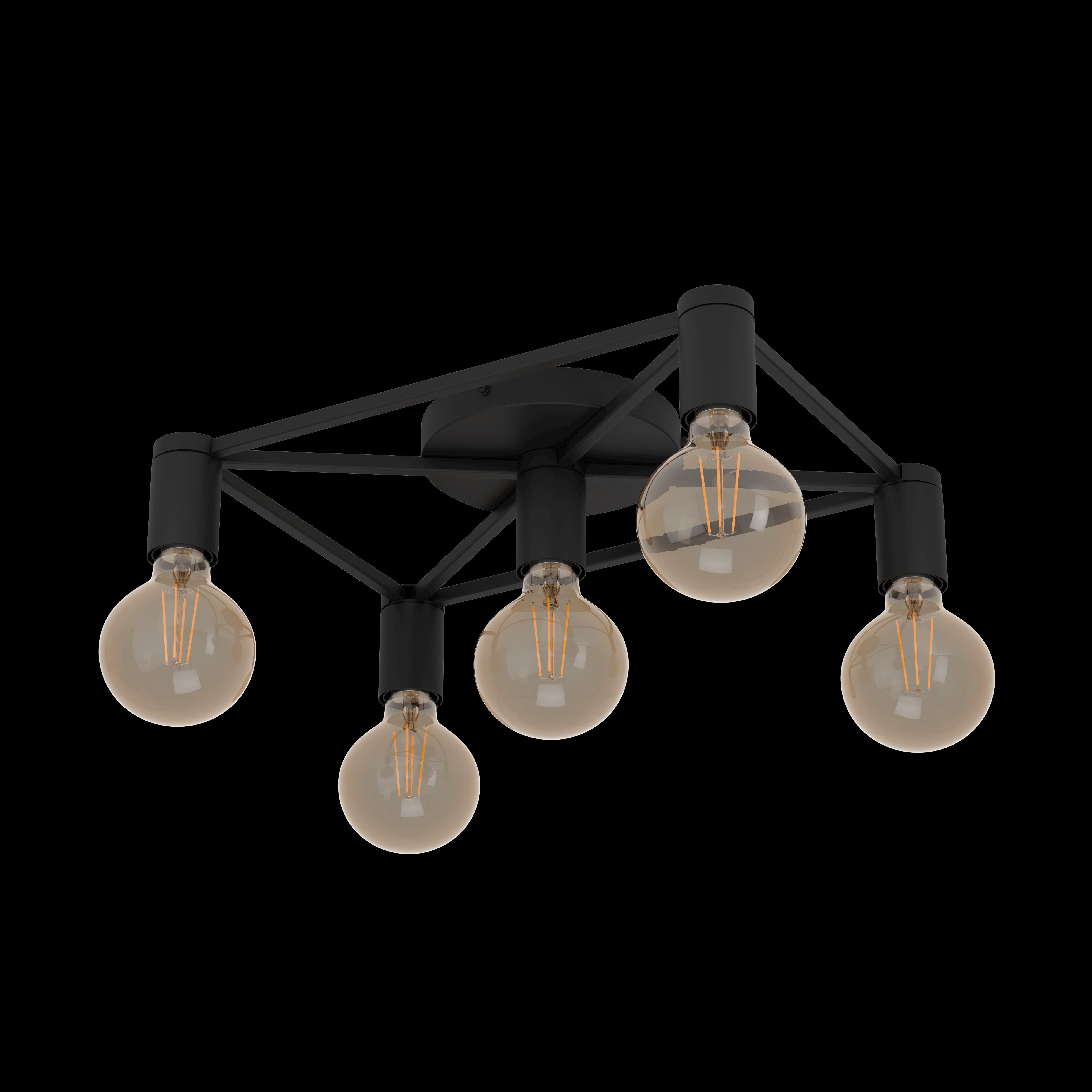 eglo speke flush black 5 light ceiling light living room image