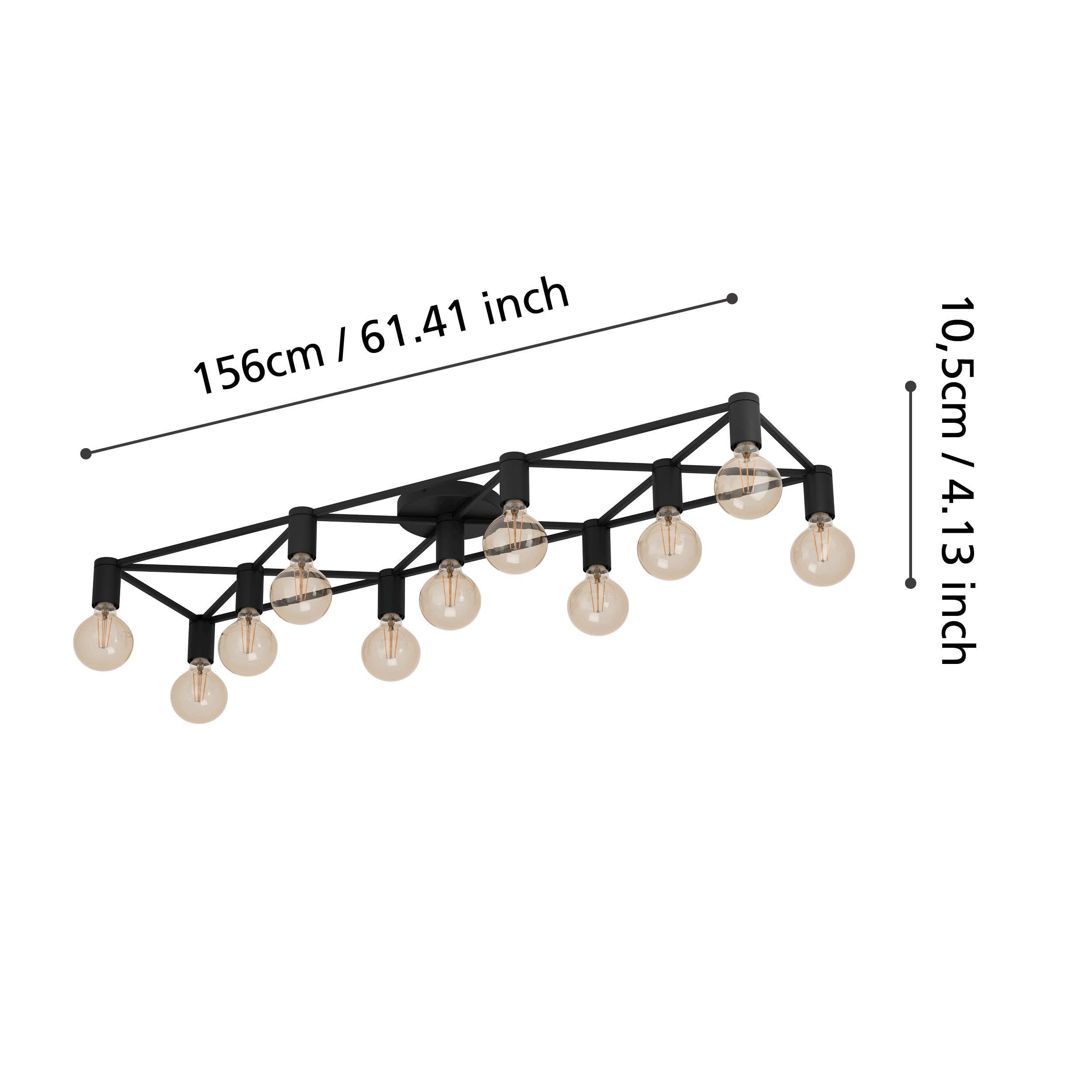 eglo speke black 11 light flush ceiling light living room close up