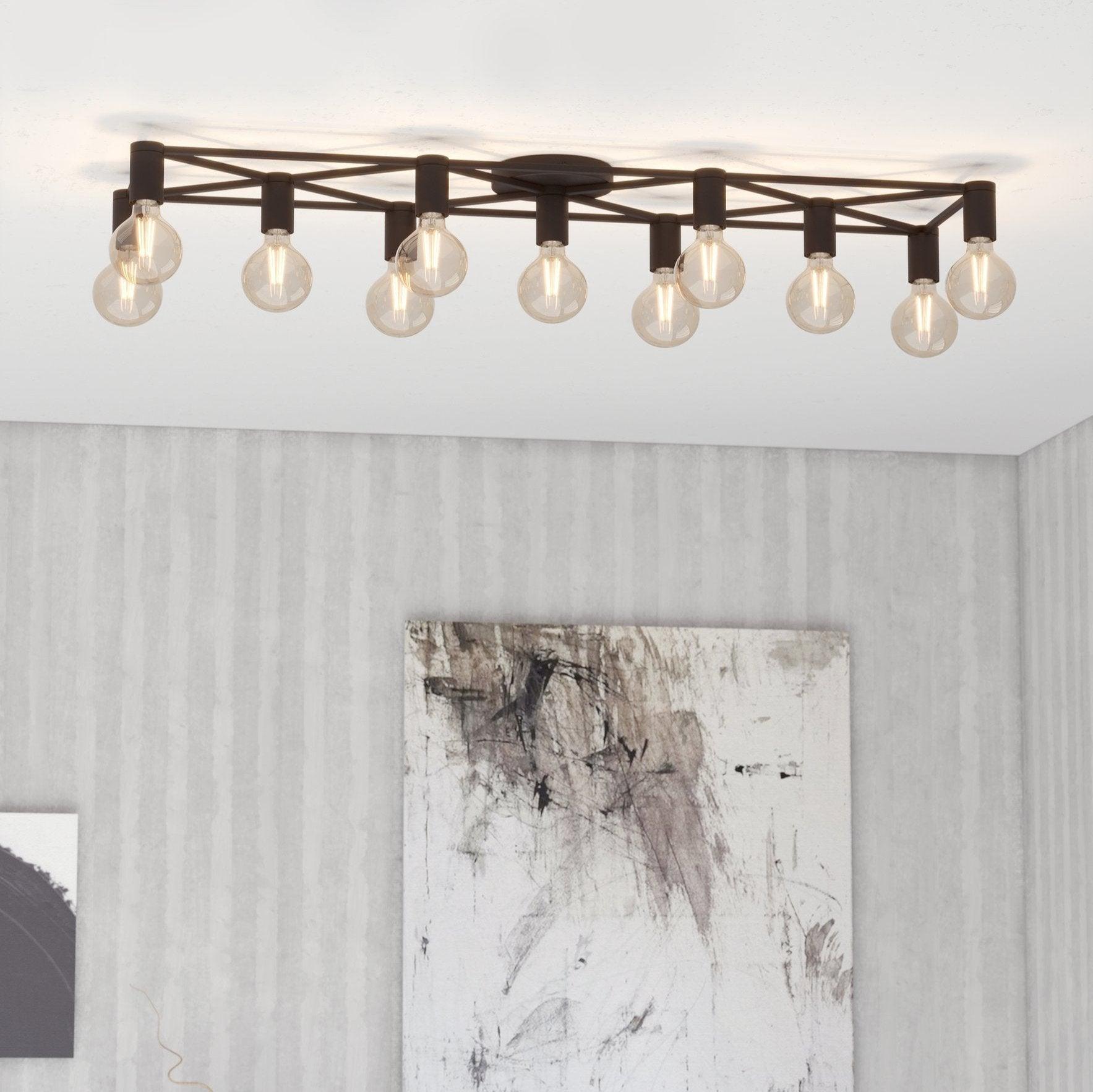 eglo speke black 11 light flush ceiling light