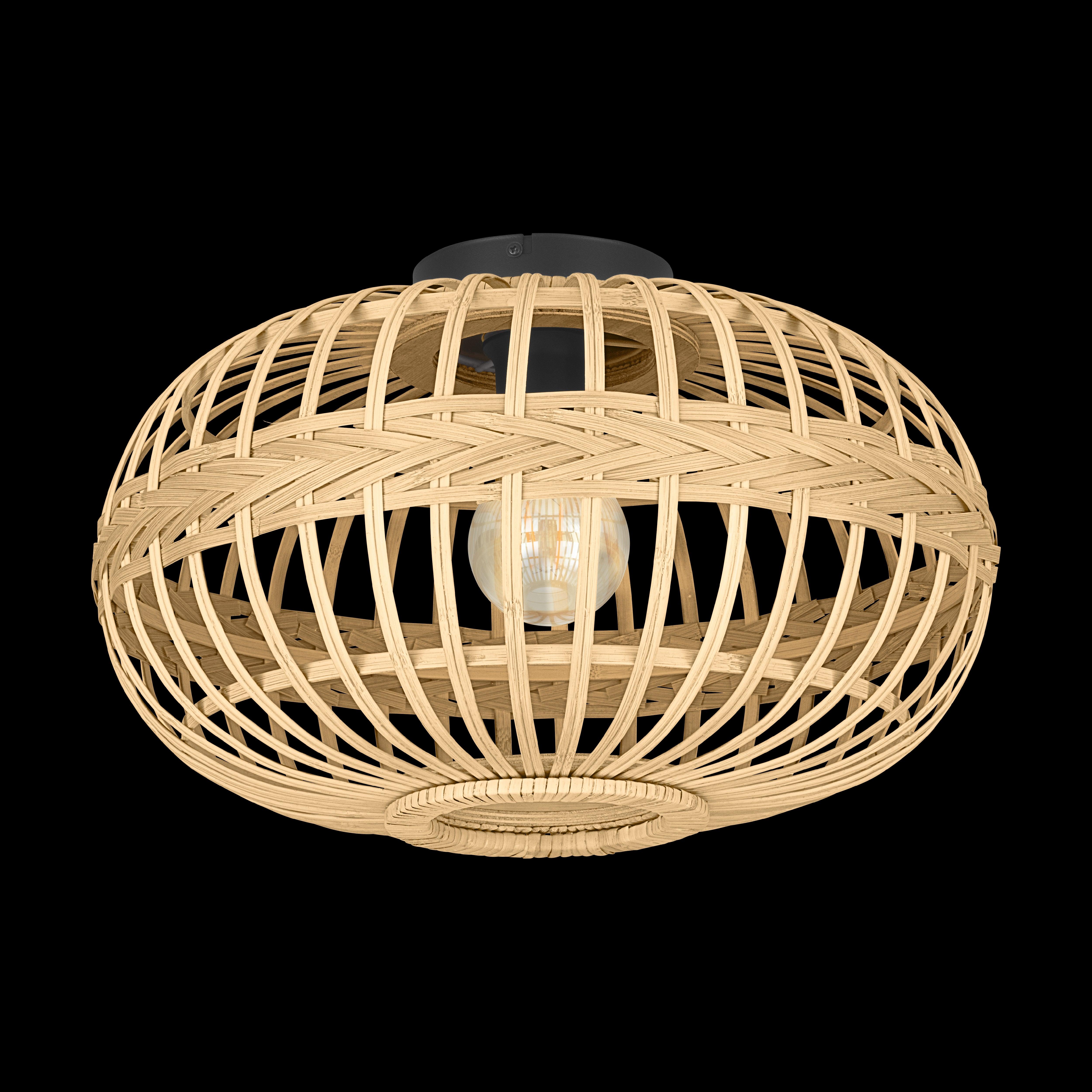 eglo amsfield flush bamboo wicker ceiling light living room image