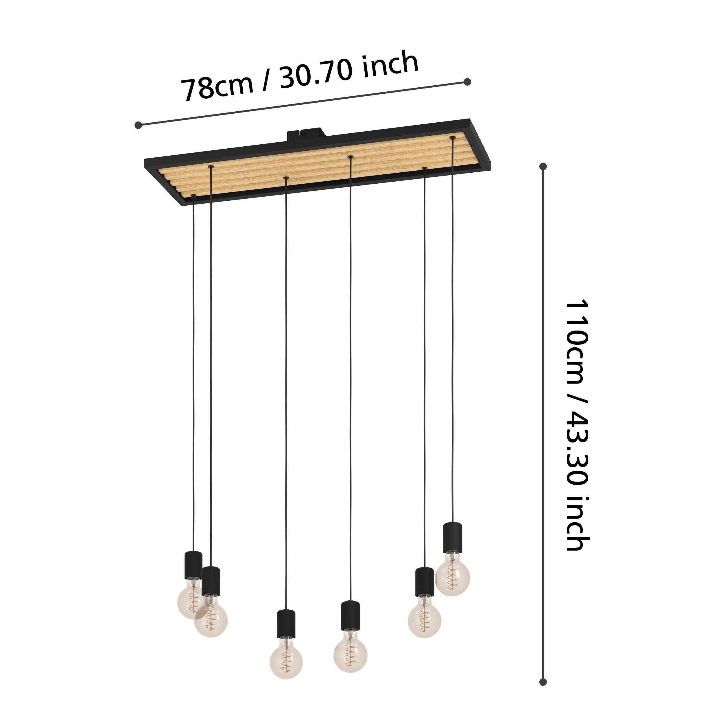 eglo consett 6 light black metal framed ceiling pendant kitchen lighting