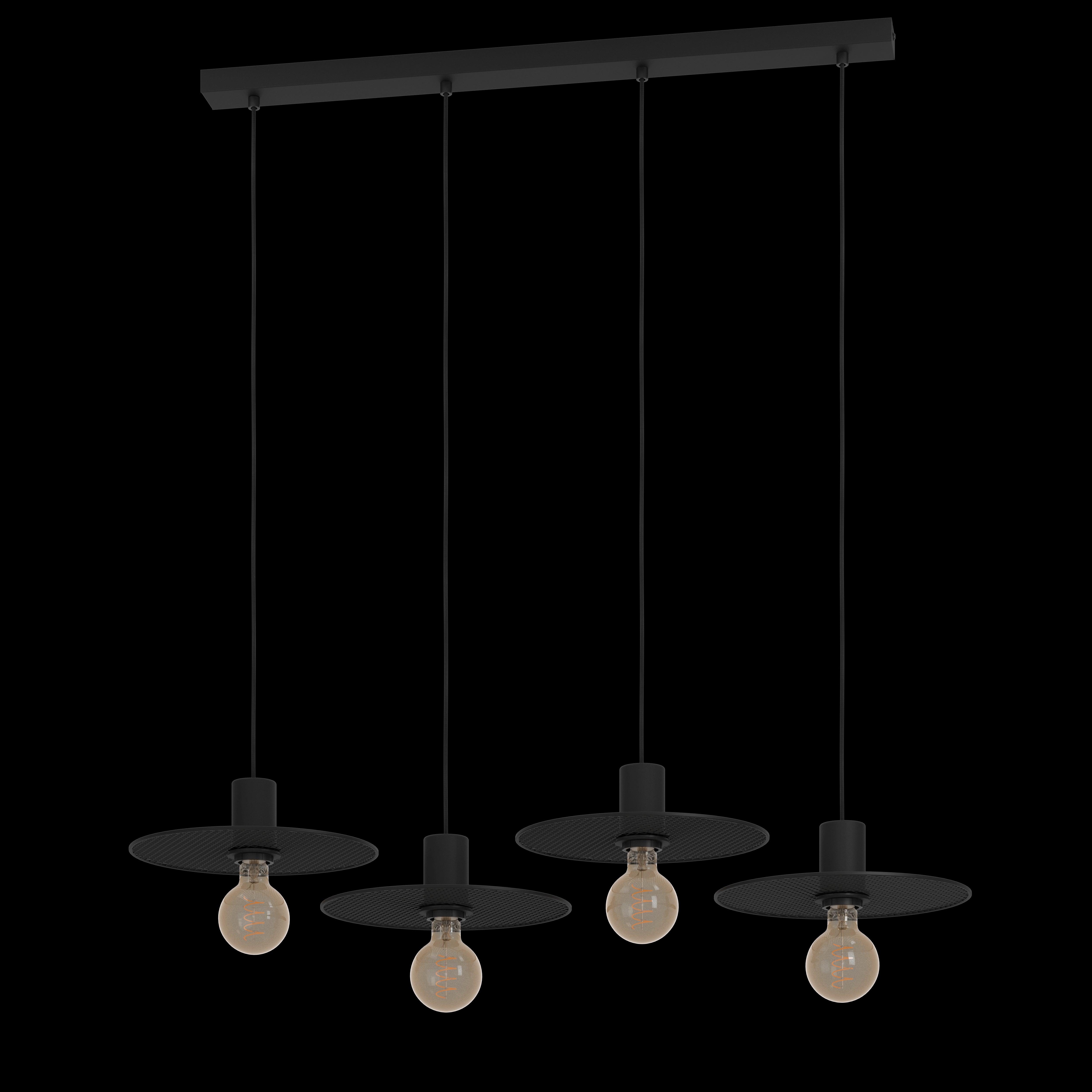 eglo ikeston 4 light black metal mesh canopy ceiling pendant living room image
