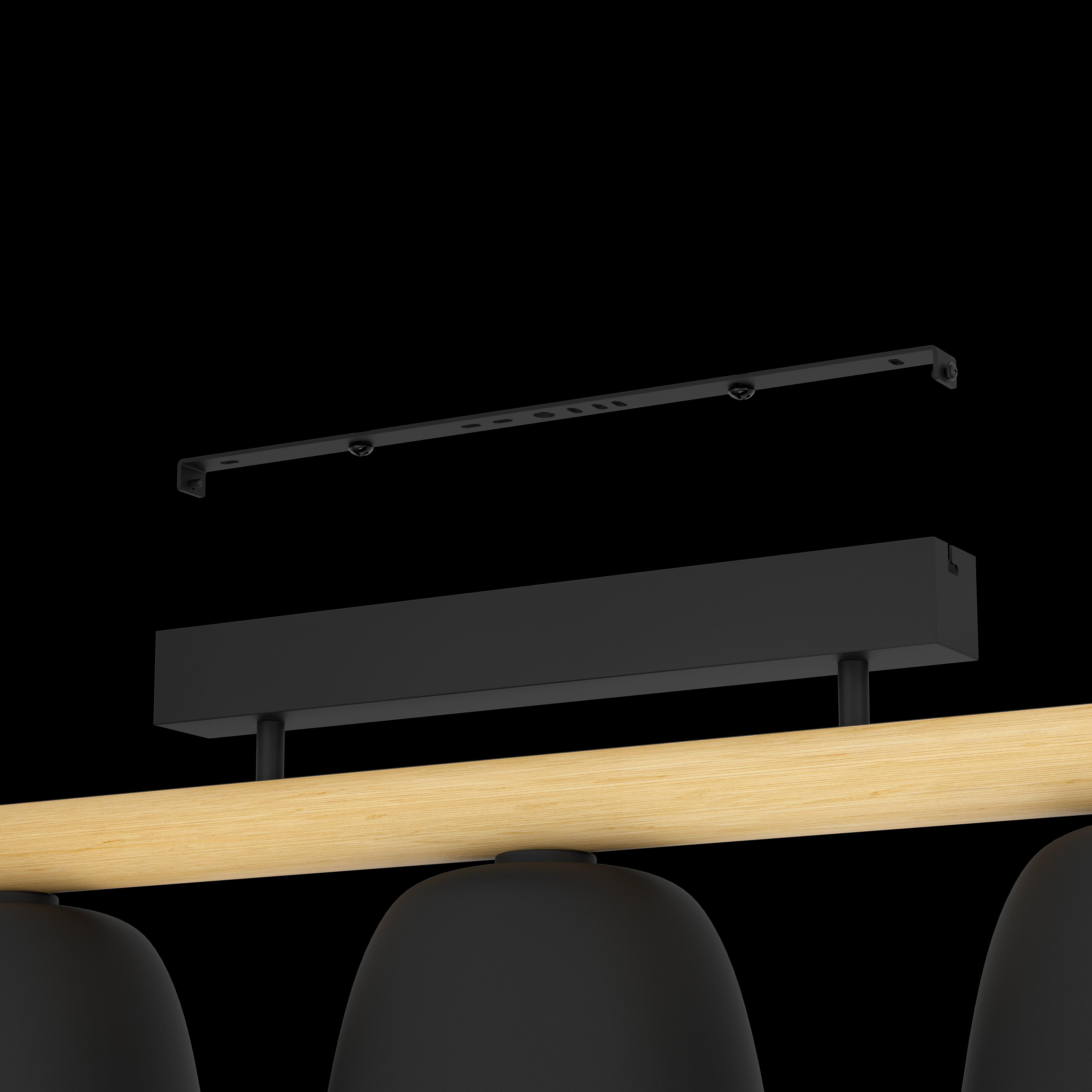 eglo sherburn wooden 3 light flush with black metal shades kitchen lighting