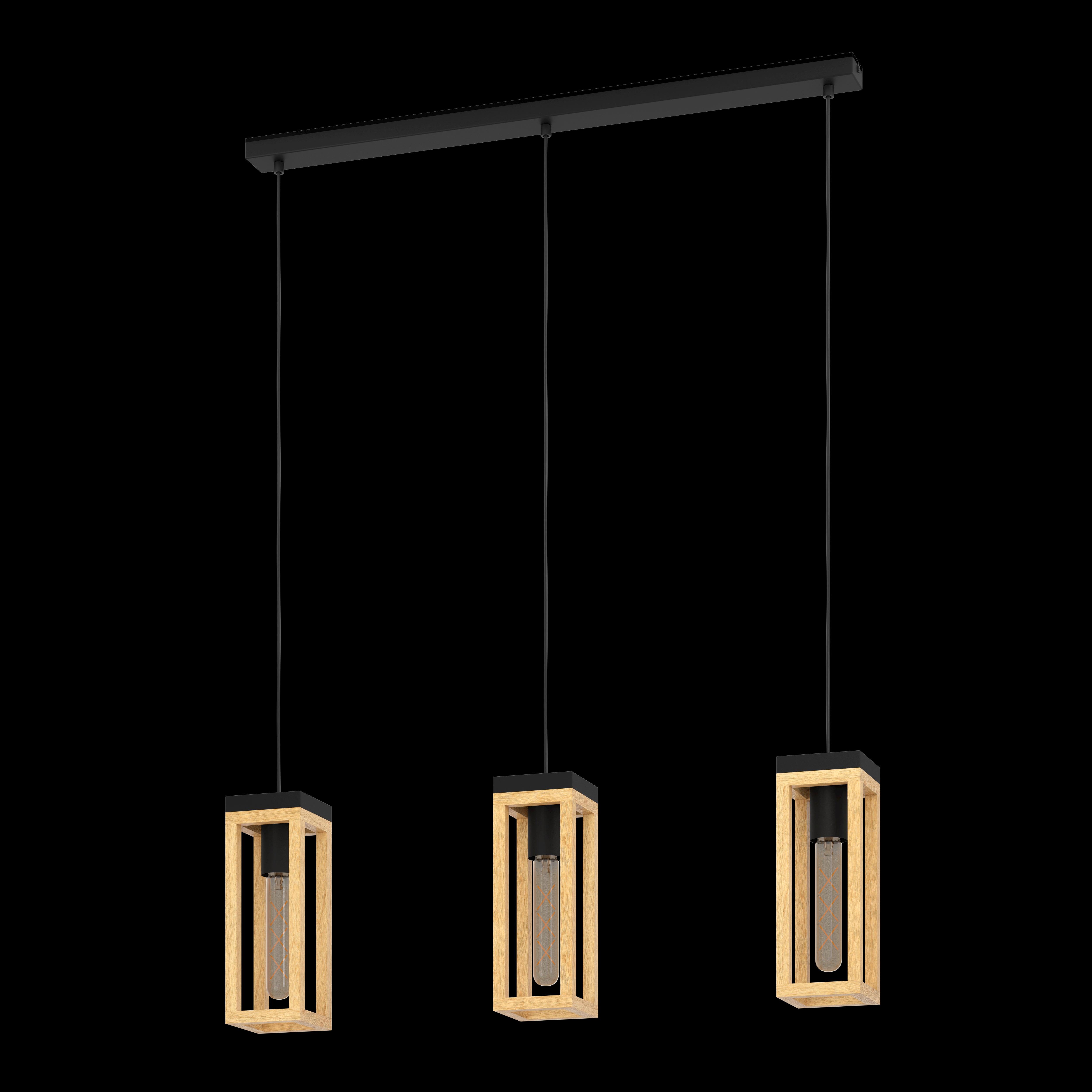 eglo nafferton 3 light black wood ceiling pendant living room image
