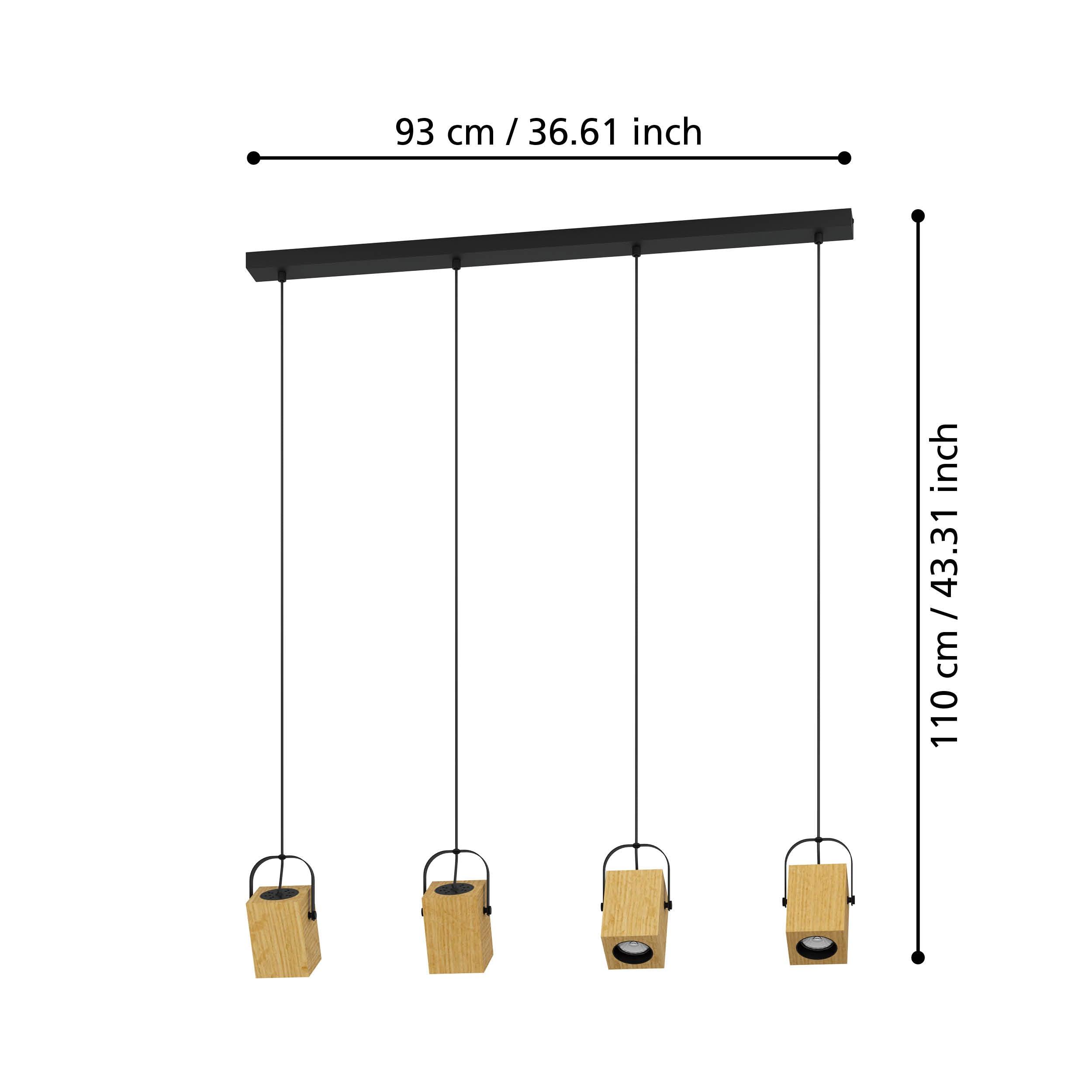 eglo ayles 4 light wood black bar ceiling pendant kitchen lighting