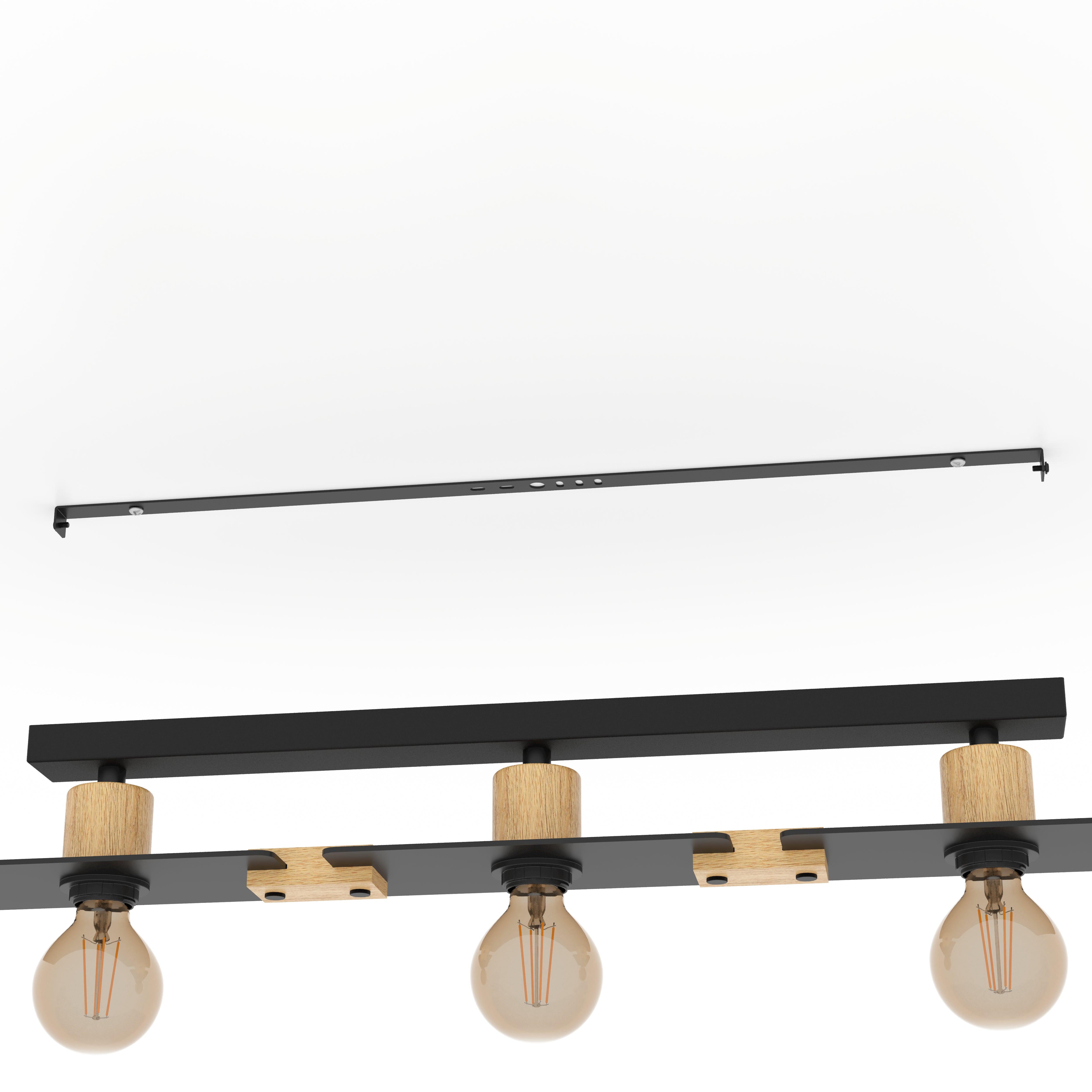 eglo bramerton flush 3 light wood black metal ceiling light kitchen lighting