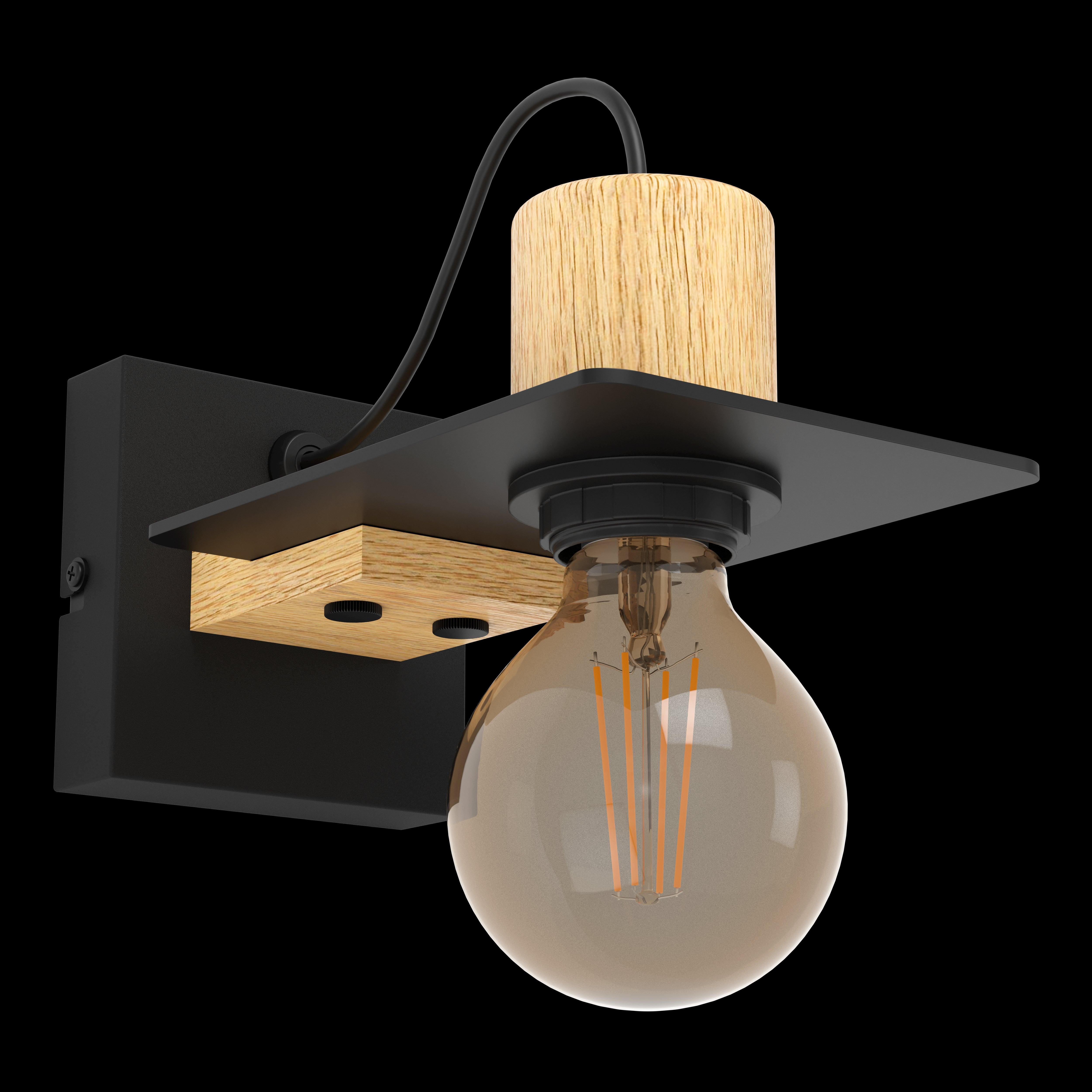 eglo bramerton light wood black wall light living room image