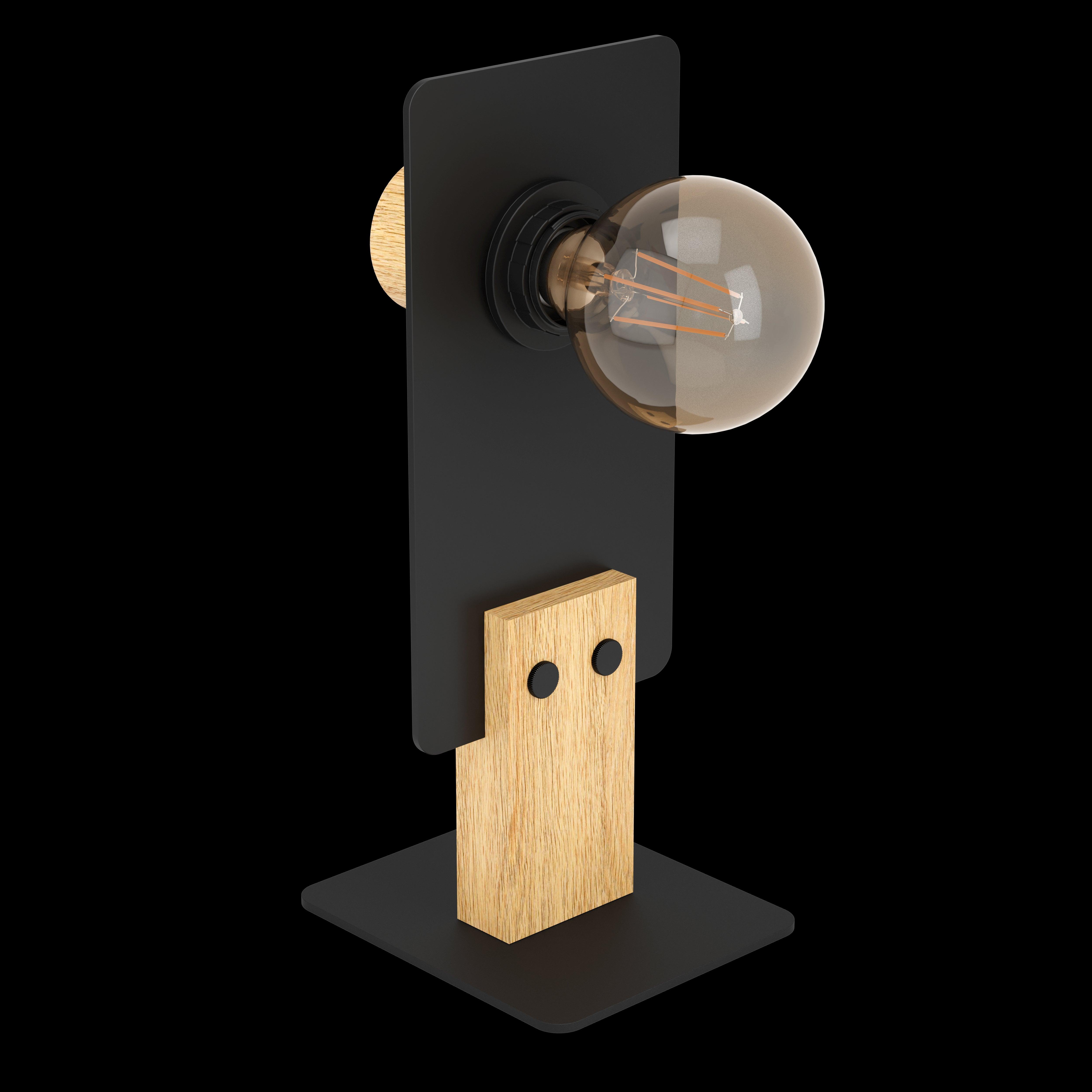 eglo bramerton black wooden table lamp living room image