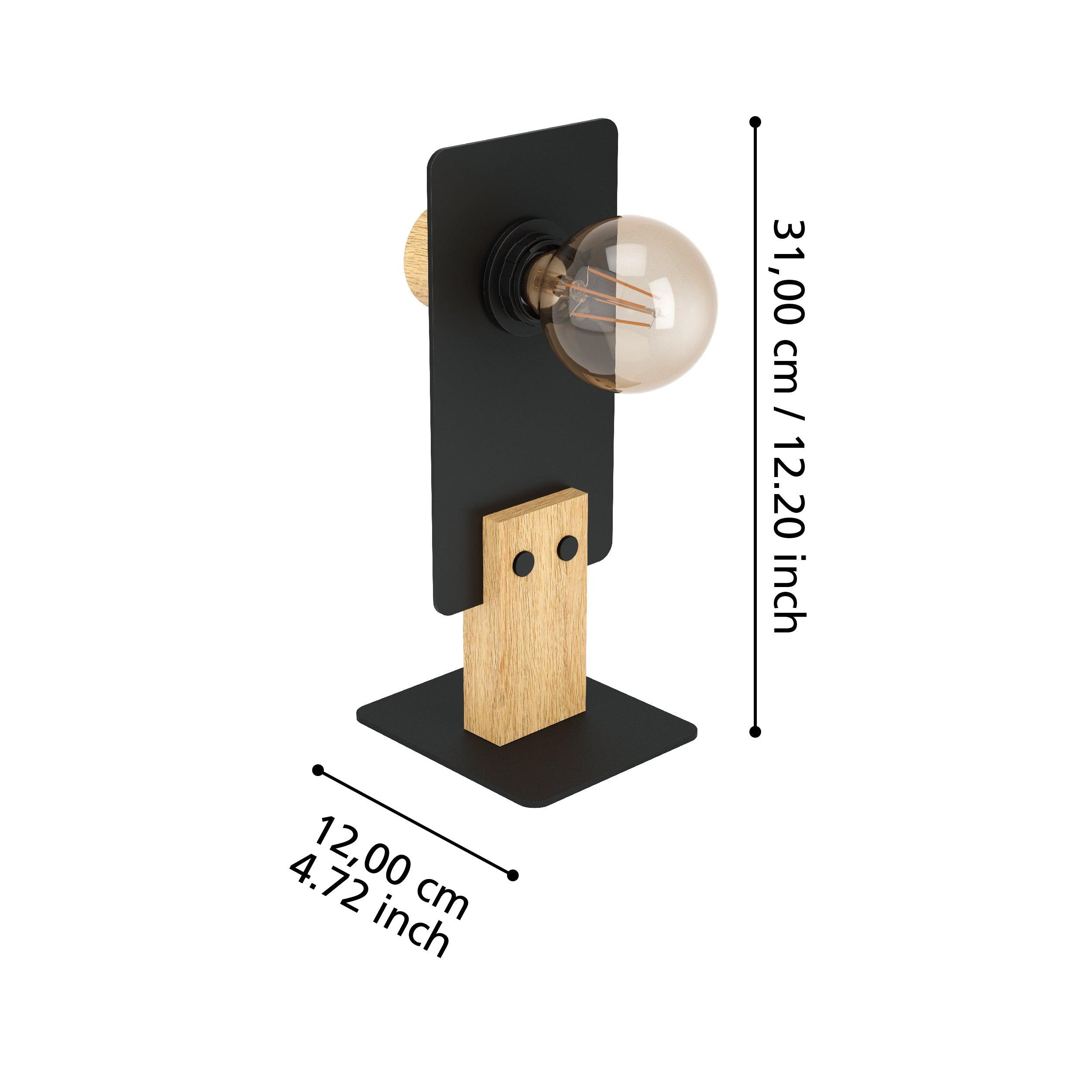 eglo bramerton black wooden table lamp living room close up
