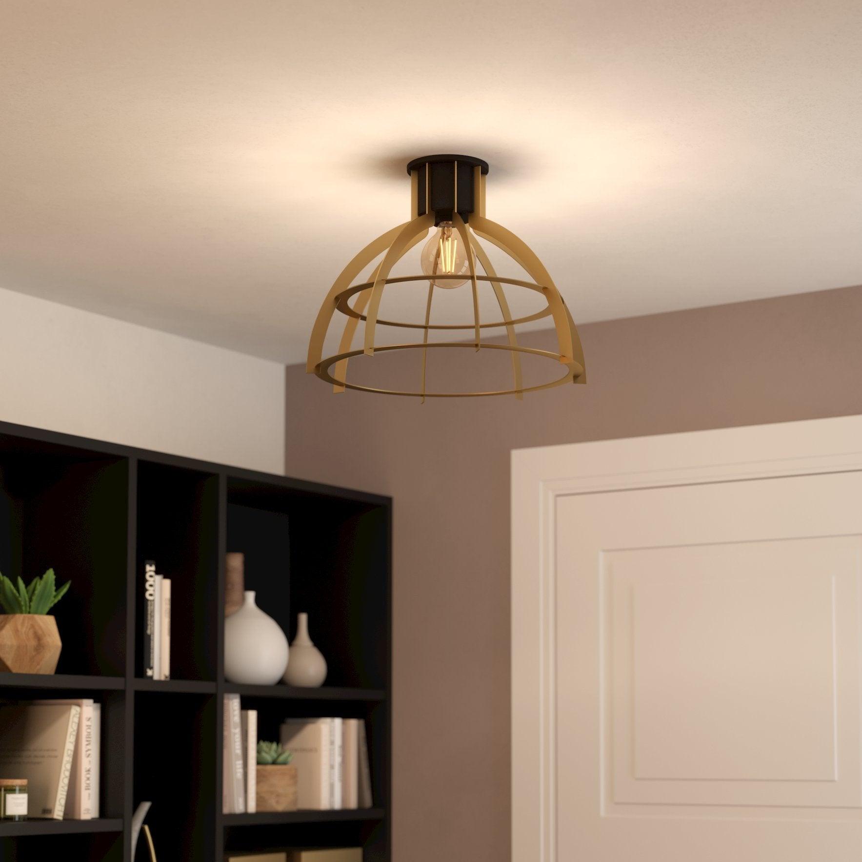 eglo stillington flush gold black ceiling light