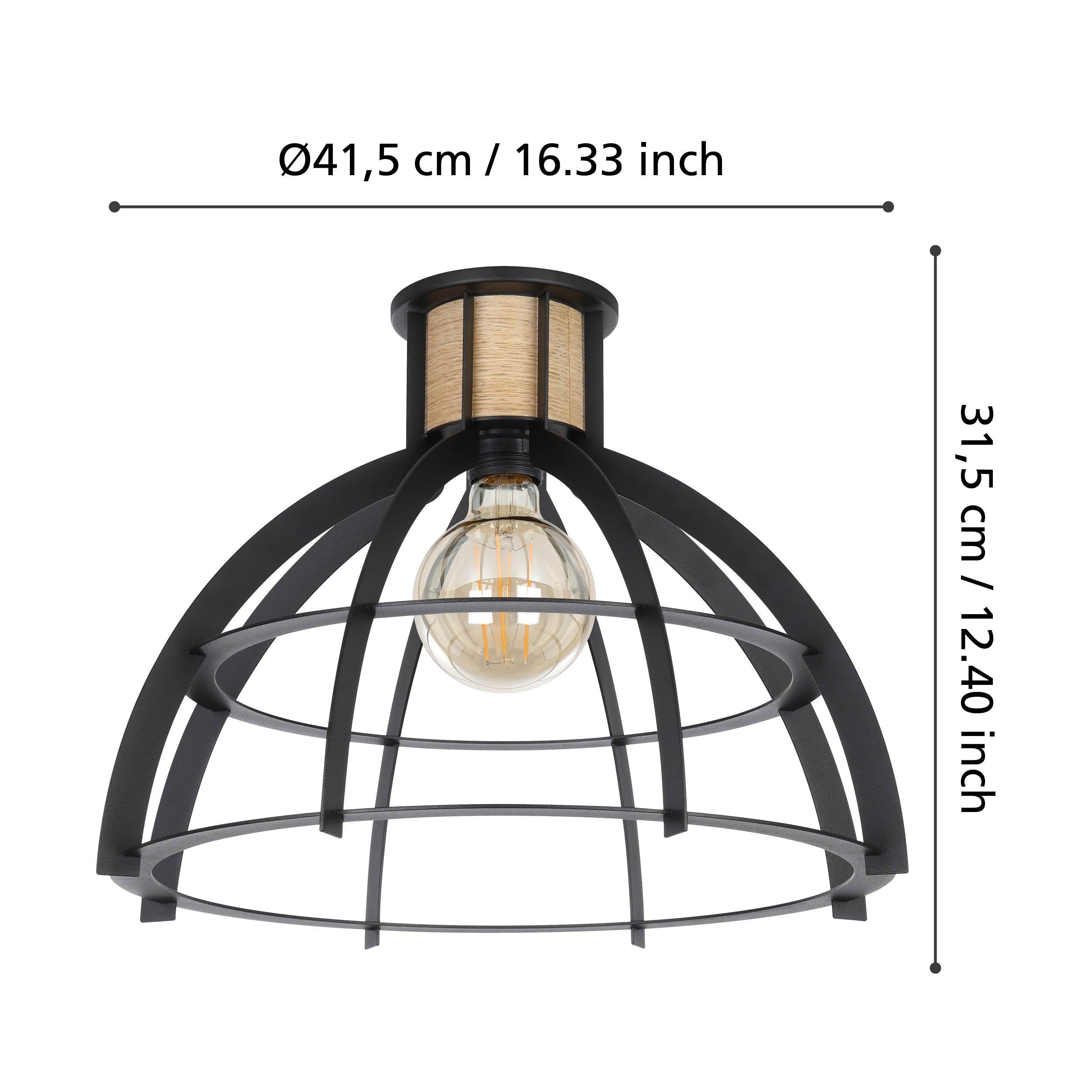eglo stillington flush black ceiling light living room close up