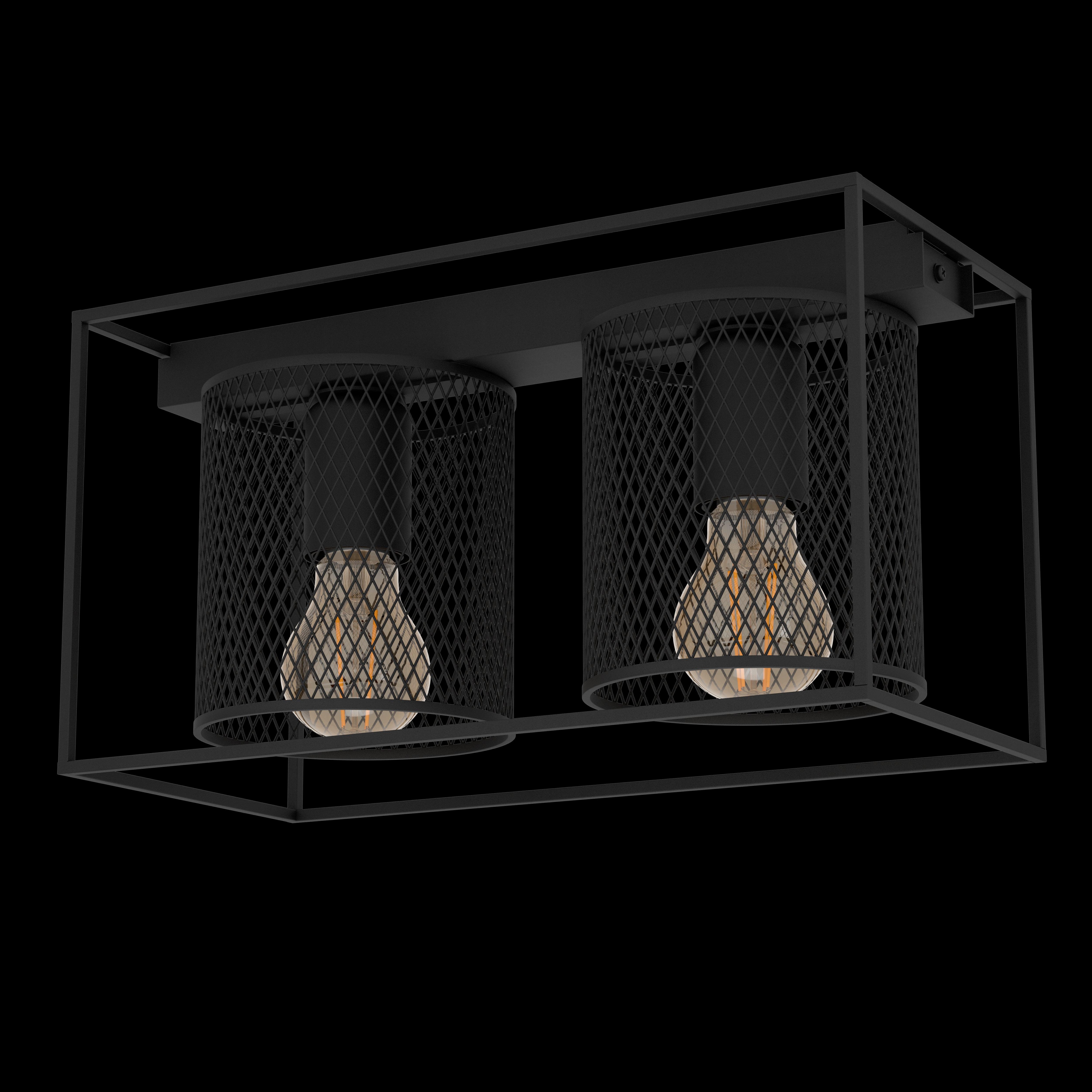 eglo catterick black metal 2 light flush ceiling light living room image