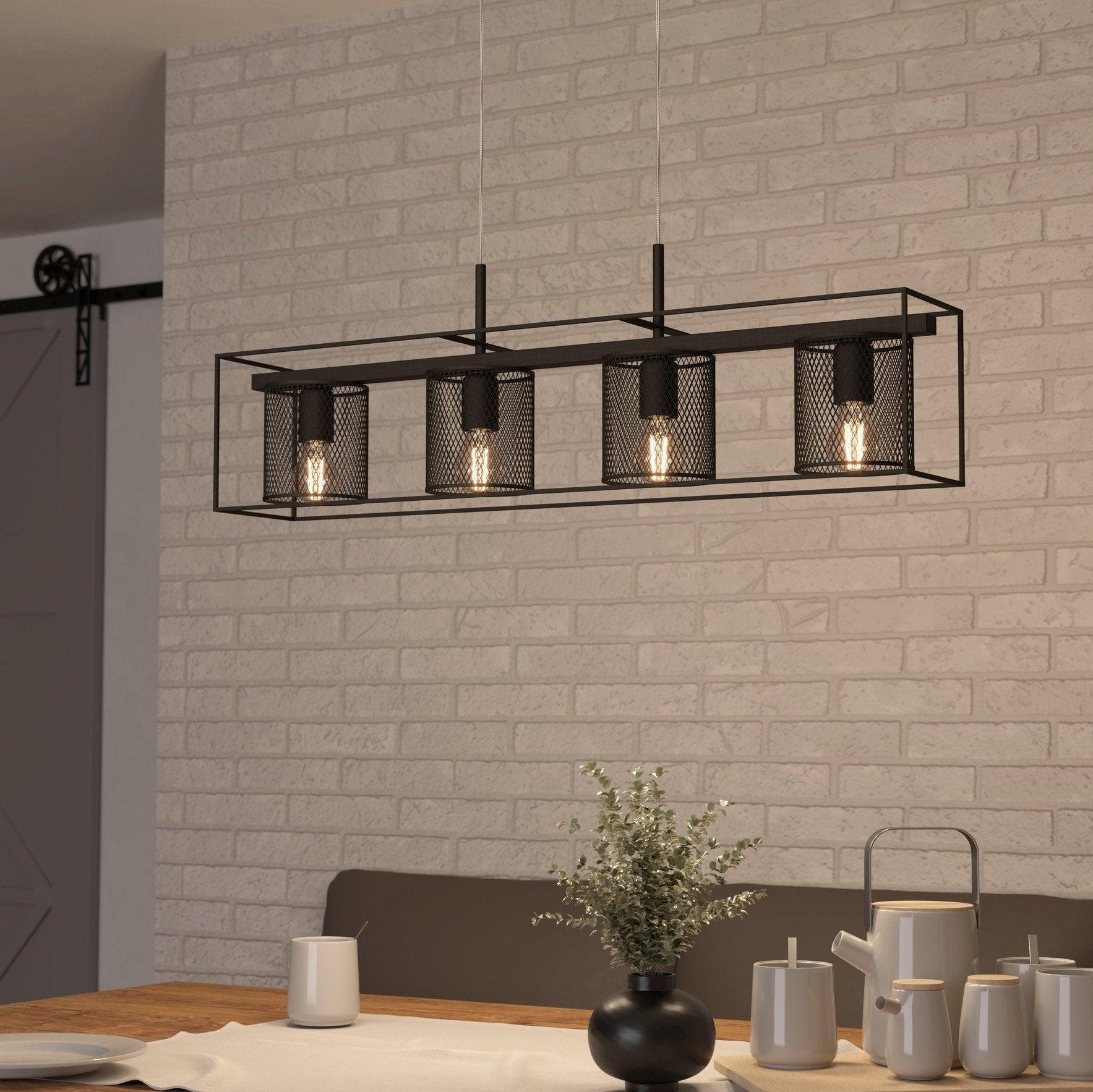 eglo catterick 4 light black mesh bar ceiling pendant