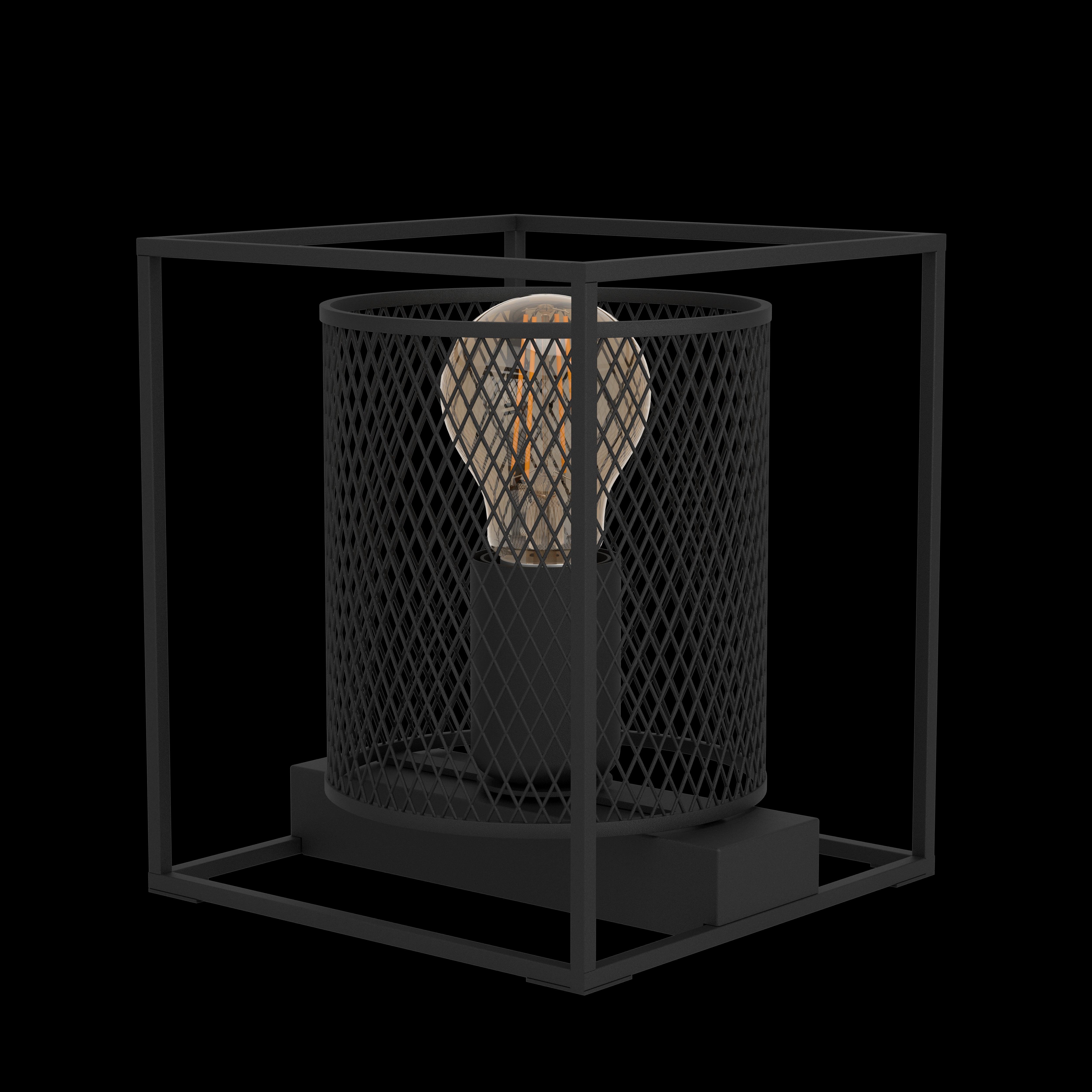eglo catterick black metal mesh shade table lamp living room image