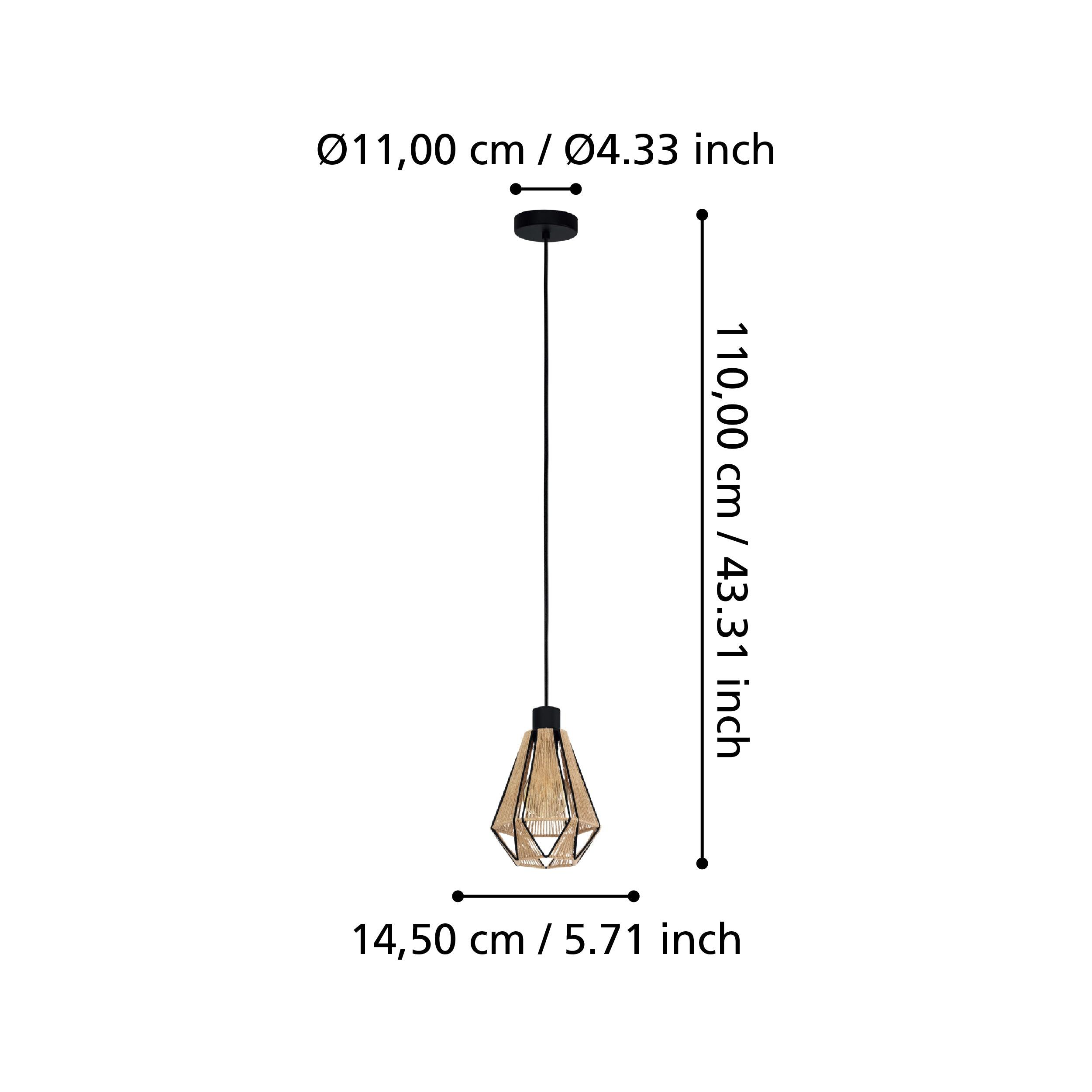 eglo adwickle black metal wire hemp ceiling pendant Kitchen Lighting Close Up