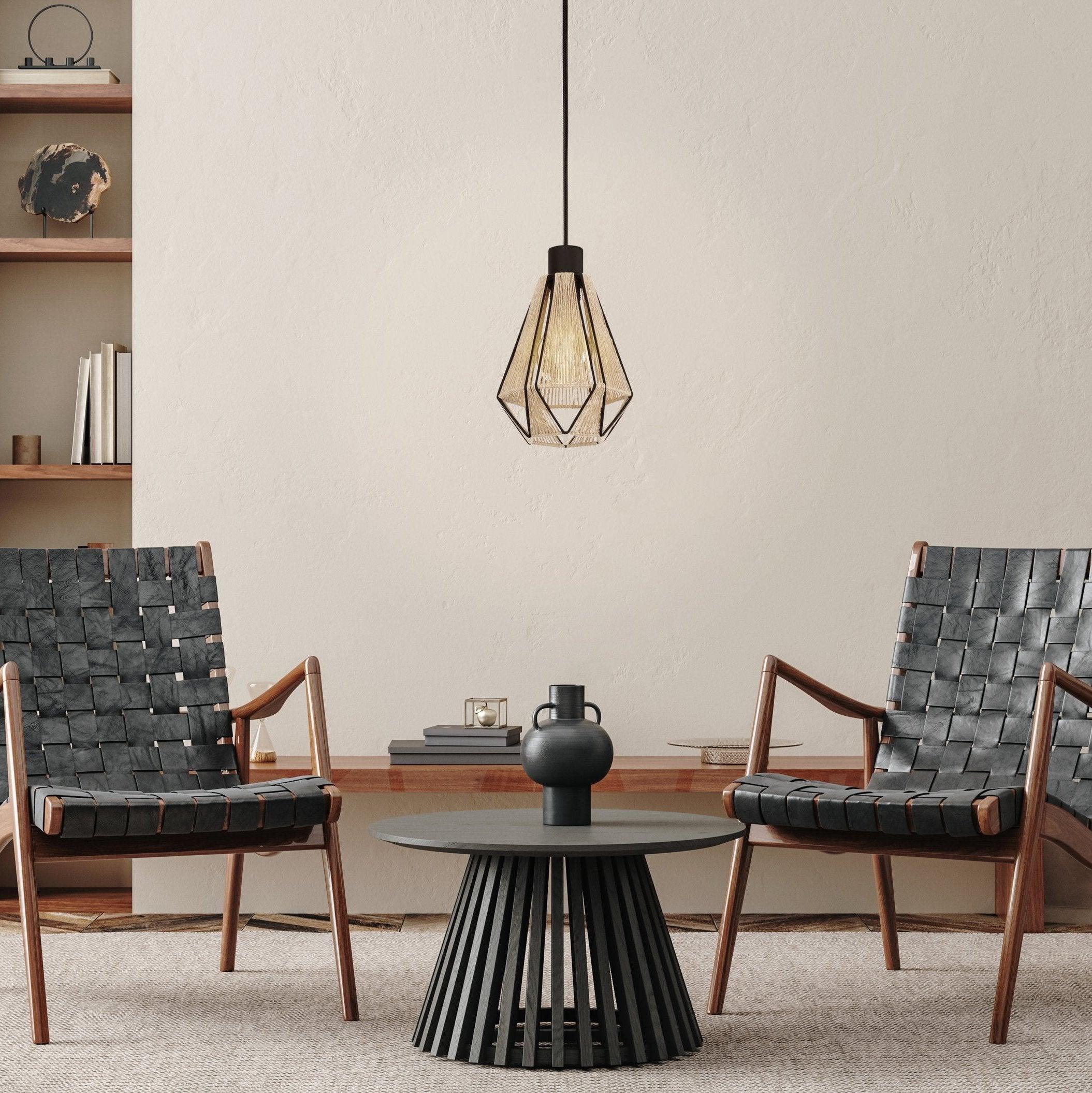 eglo adwickle black metal wire hemp ceiling pendant