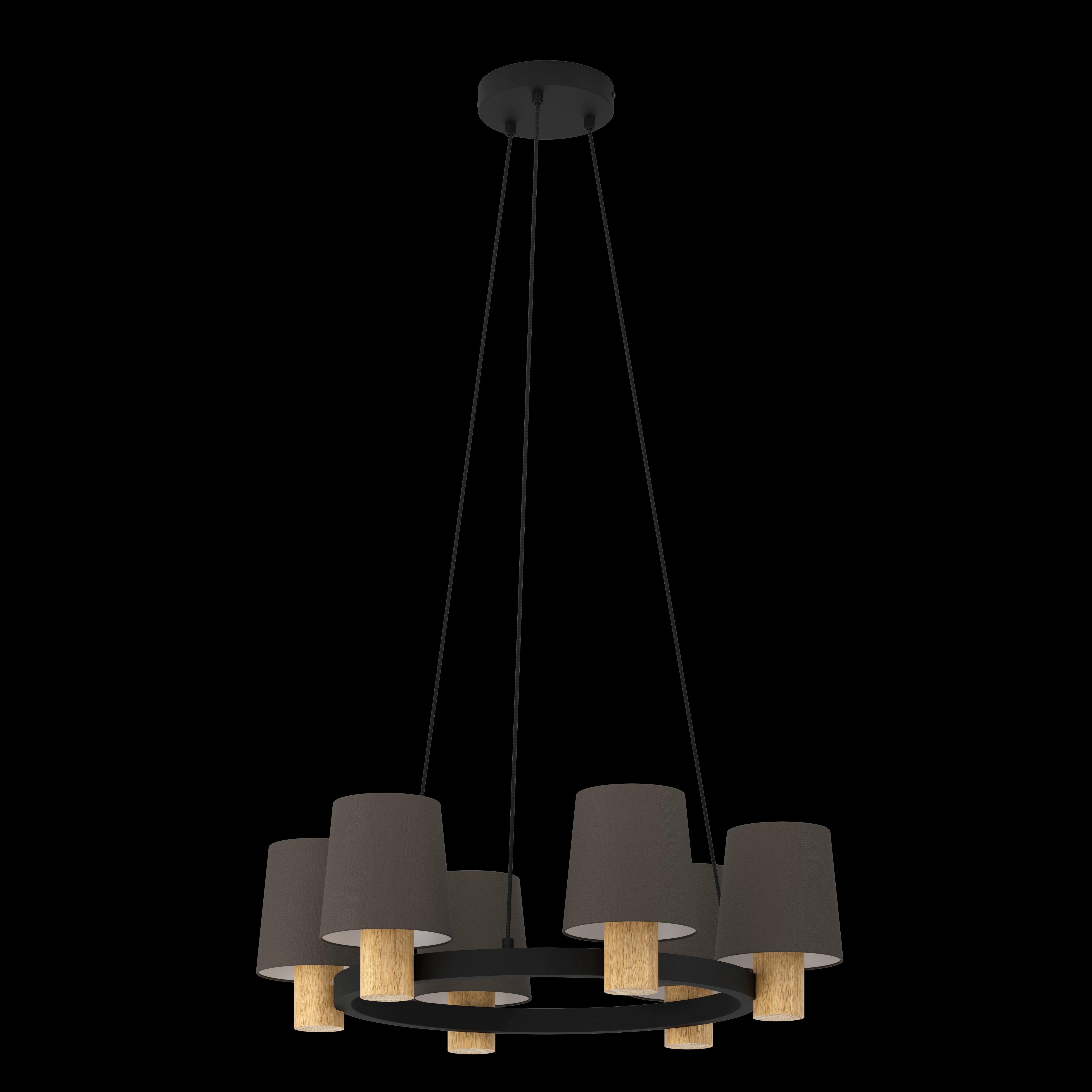 eglo edale 5 light metal wood ceiling pendant brown shades living room image
