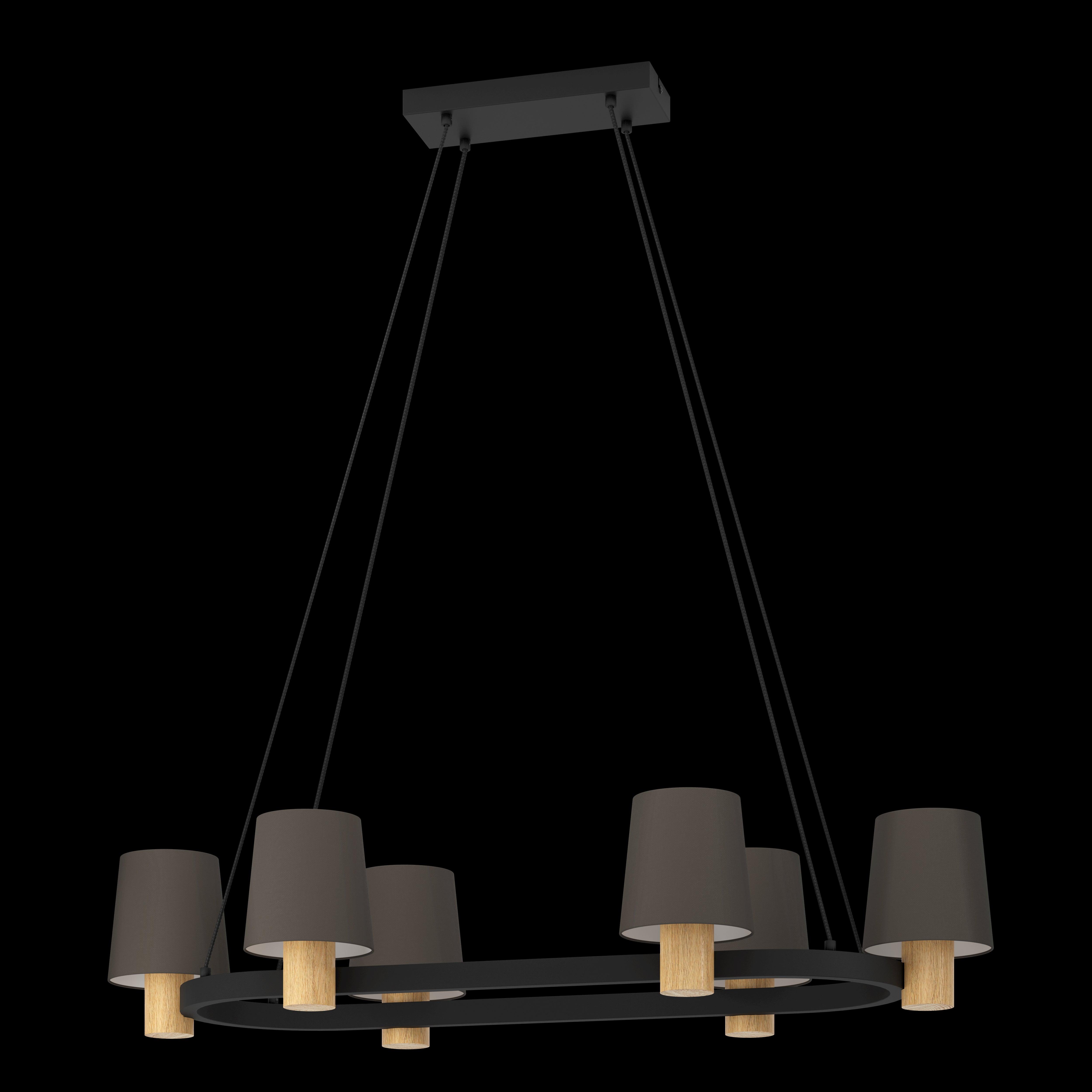 eglo edale 6 light metal wood ceiling pendant brown shades living room image