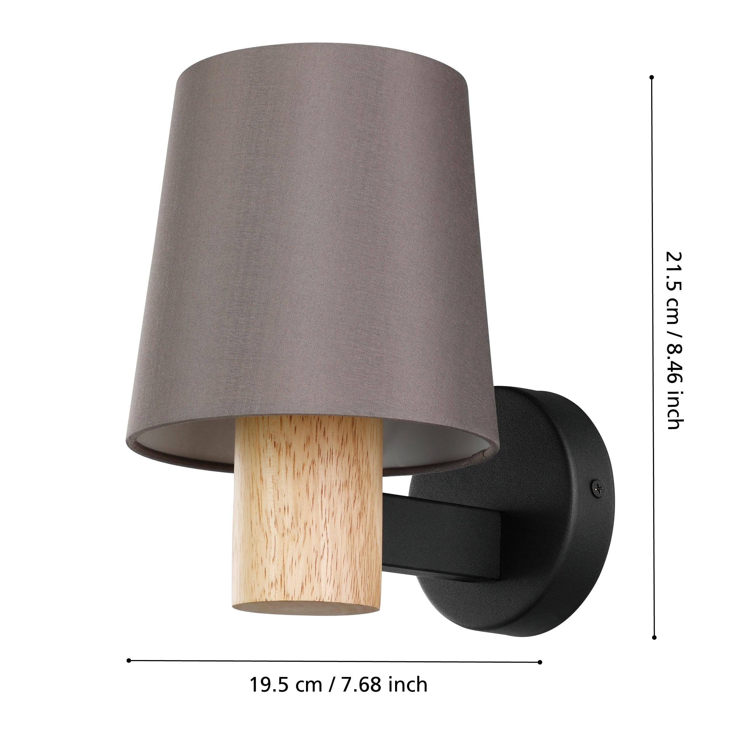 eglo edale wood black wall light brown shade living room close up