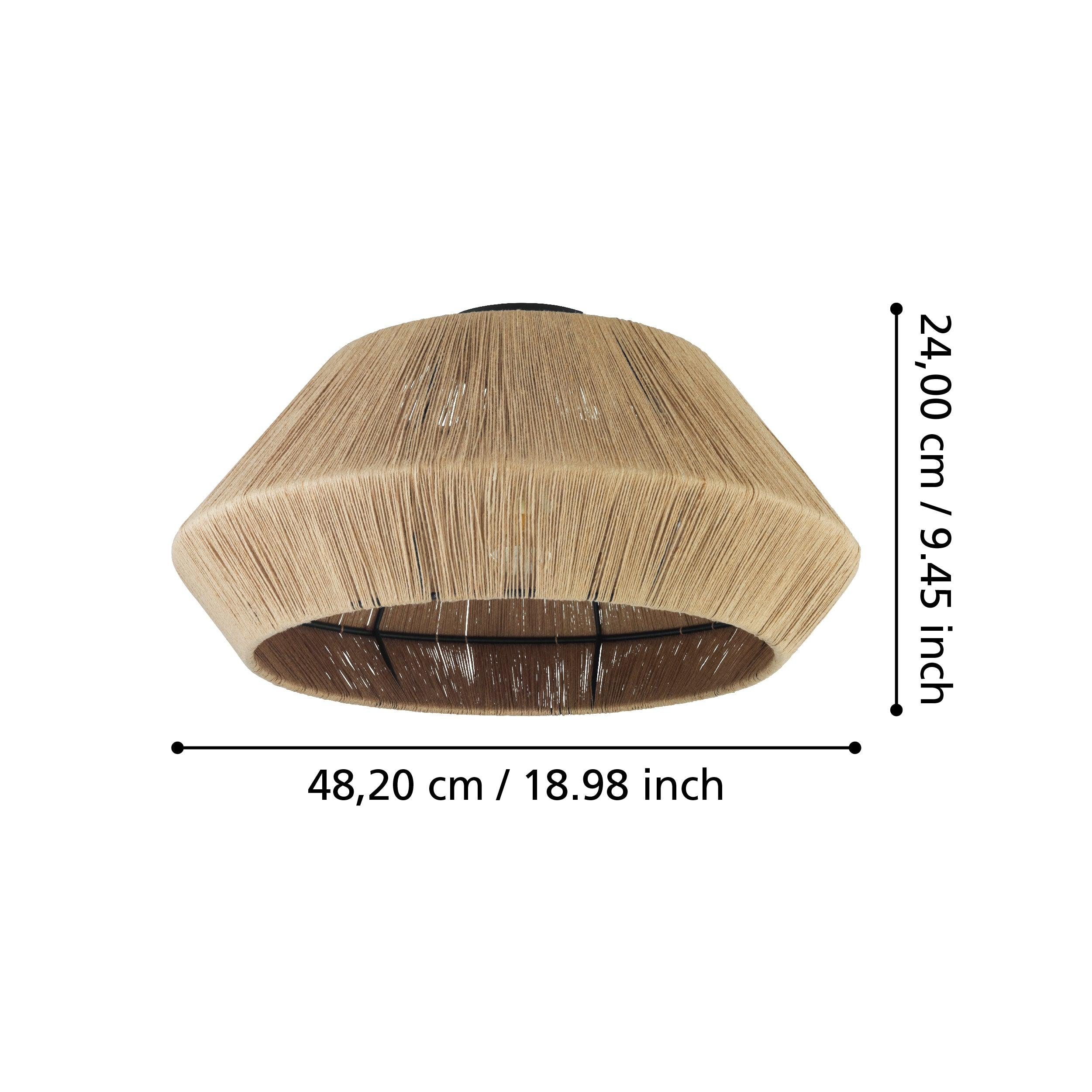 eglo alderney flush textile thread ceiling light living room close up