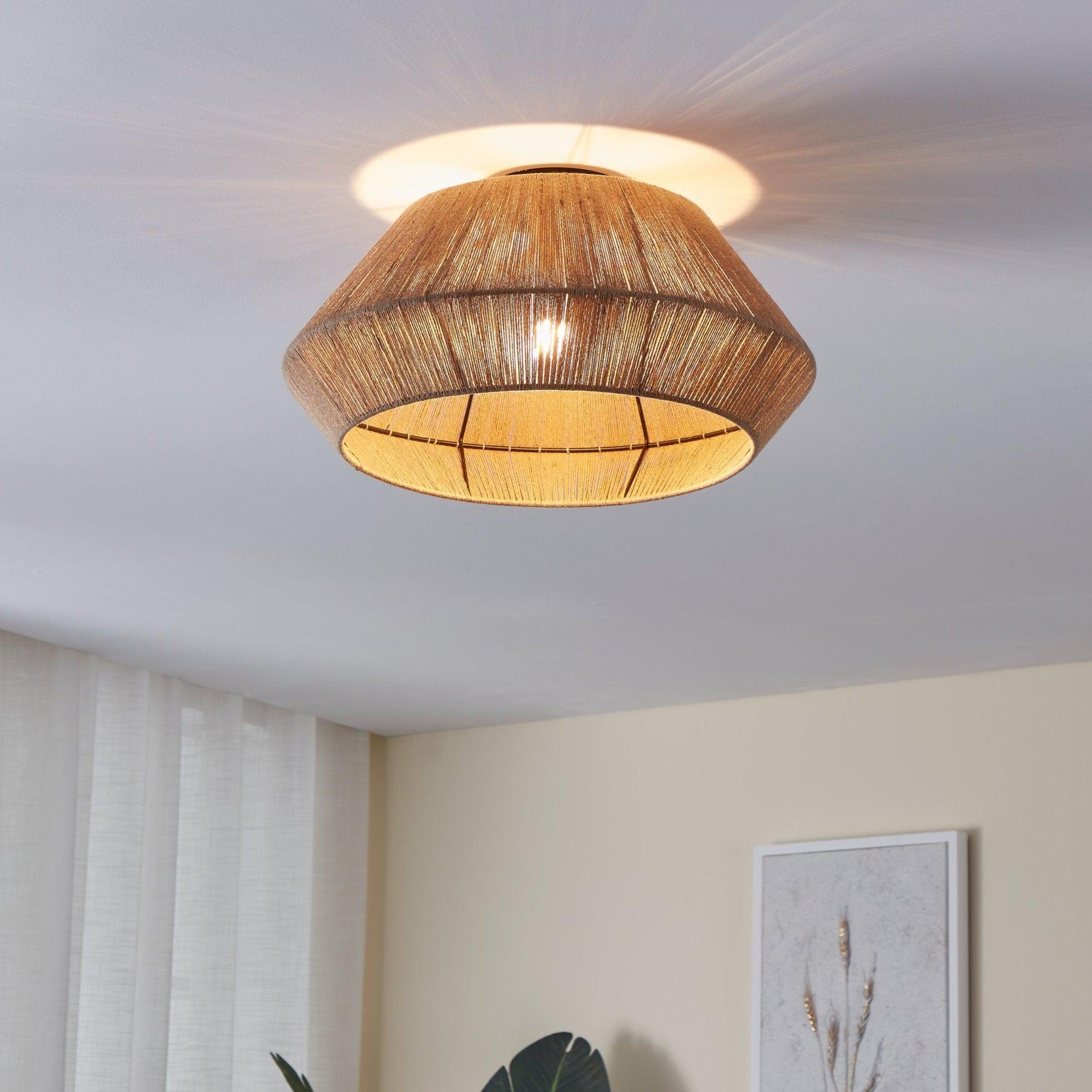 eglo alderney flush textile thread ceiling light
