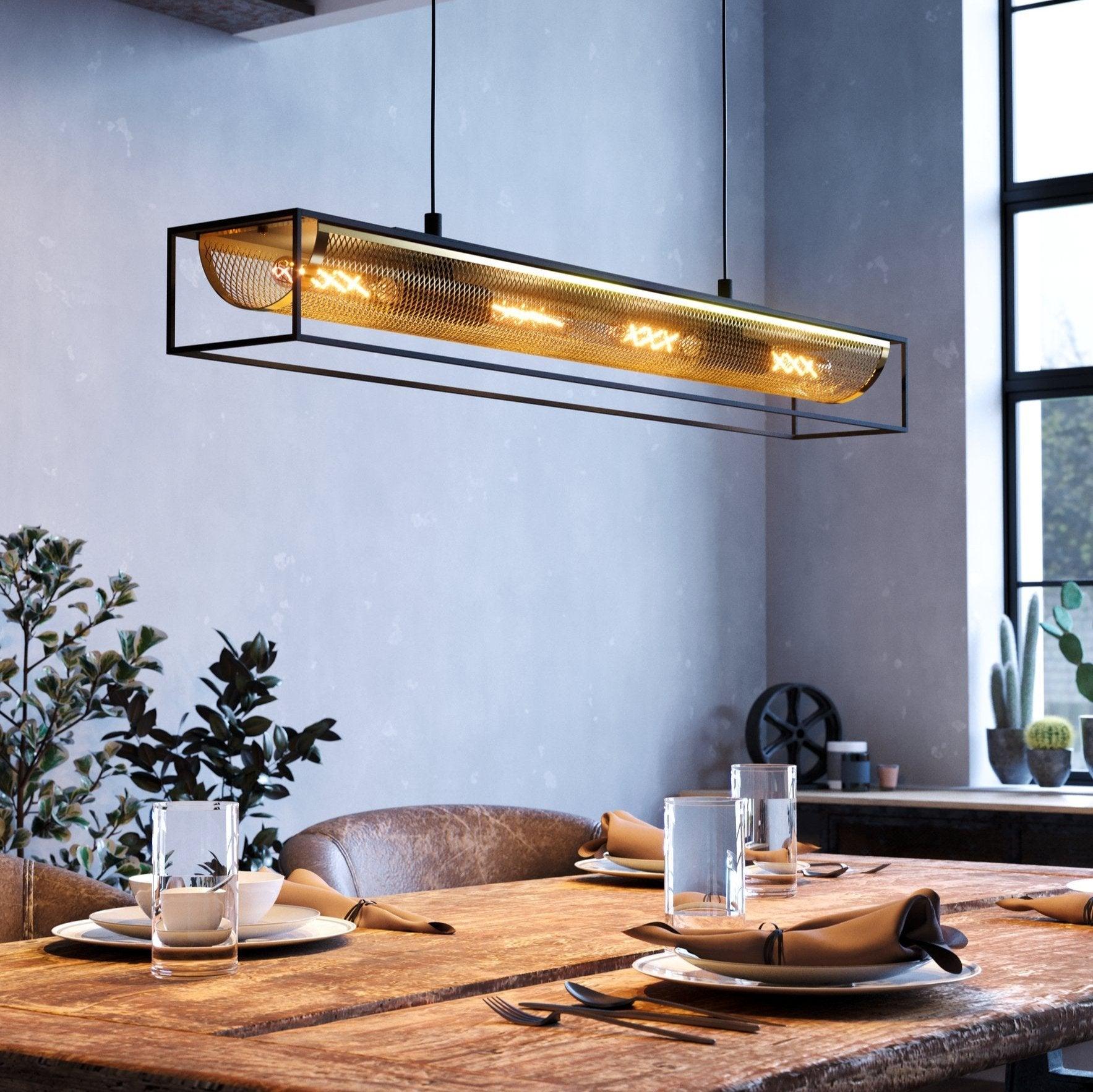 eglo nohales 4 light black gold industrial ceiling pendant