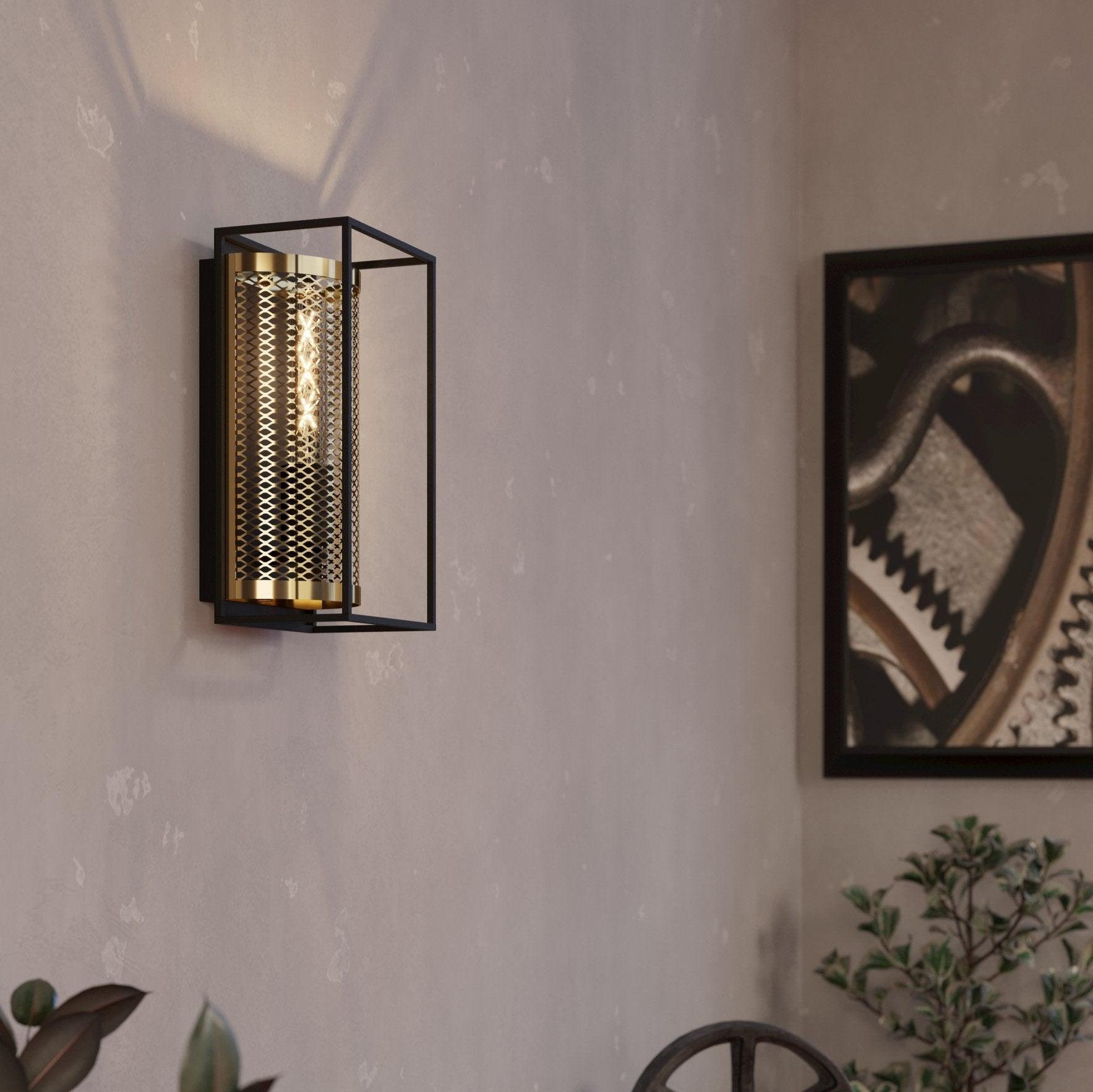 eglo nohales black brass industrial wall light
