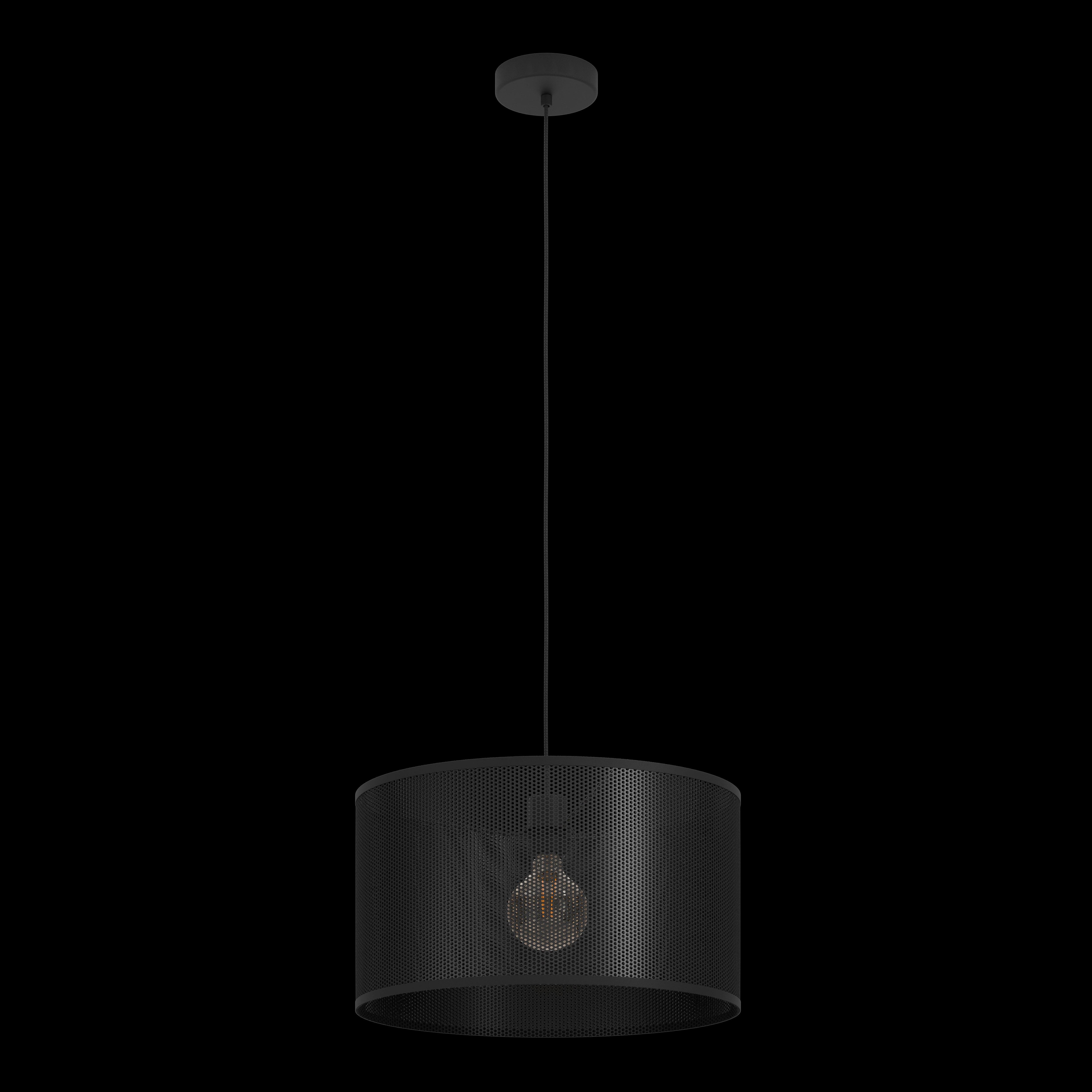 eglo manby black round mesh shade ceiling pendant living room image