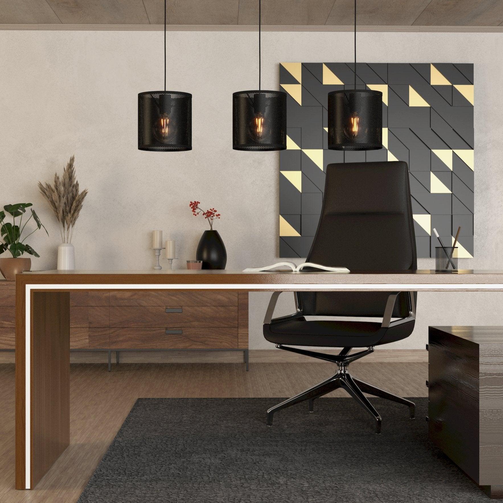 eglo manby 3 light black round mesh shade ceiling pendant