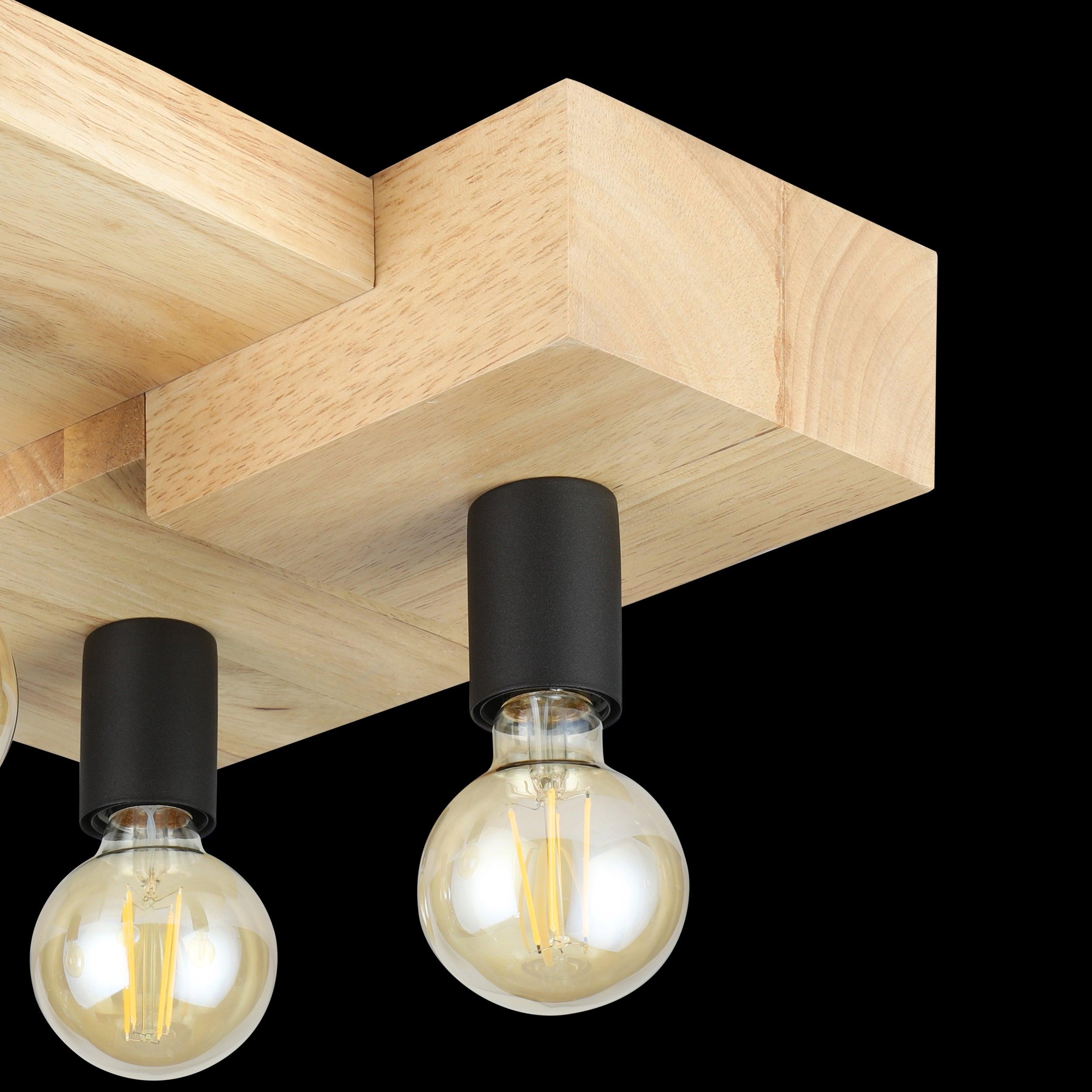 eglo halkin wooden 4 light ceiling flush living room close up