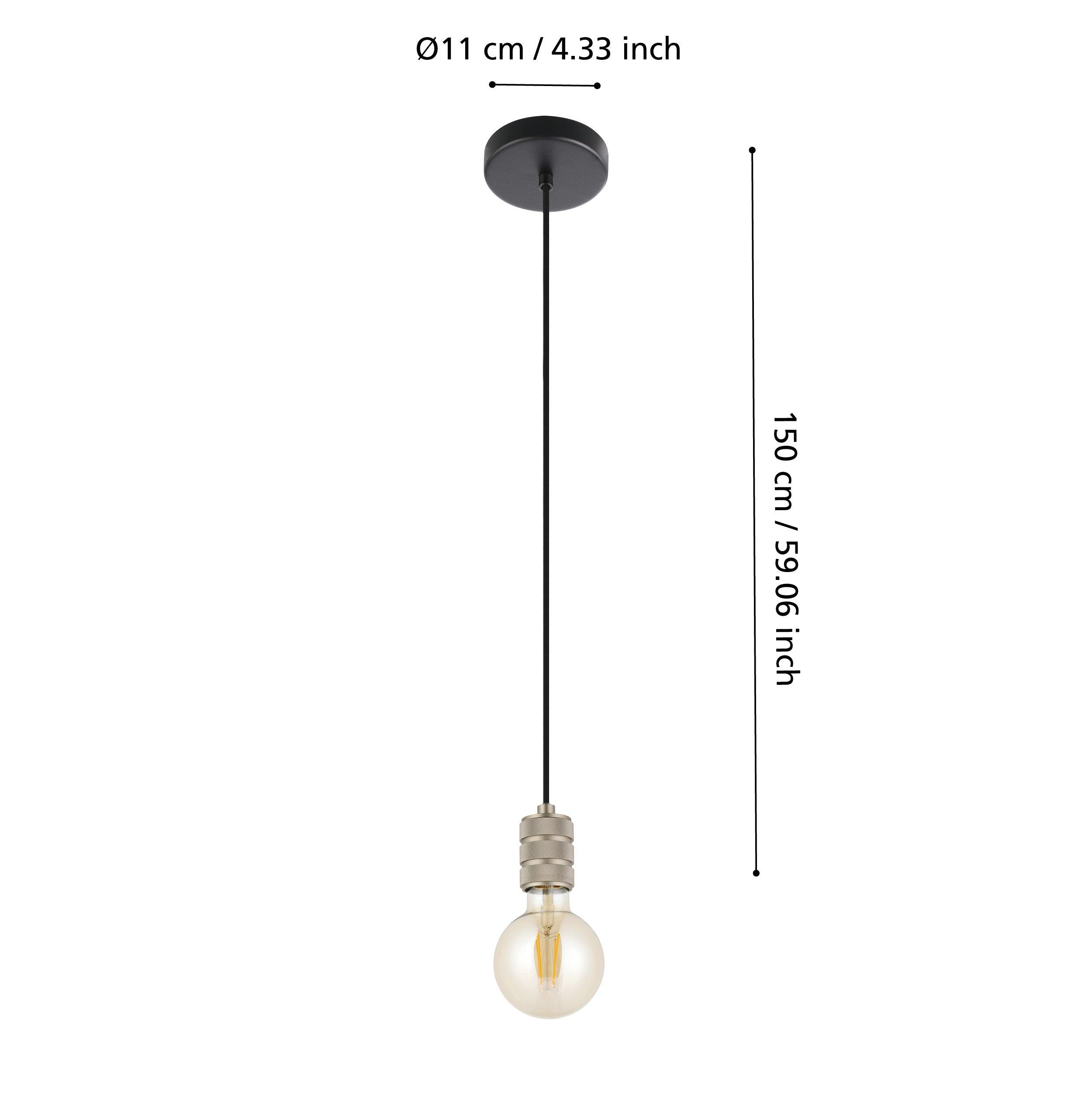 eglo yorth black silver nickel cable set ceiling pendant living room close up