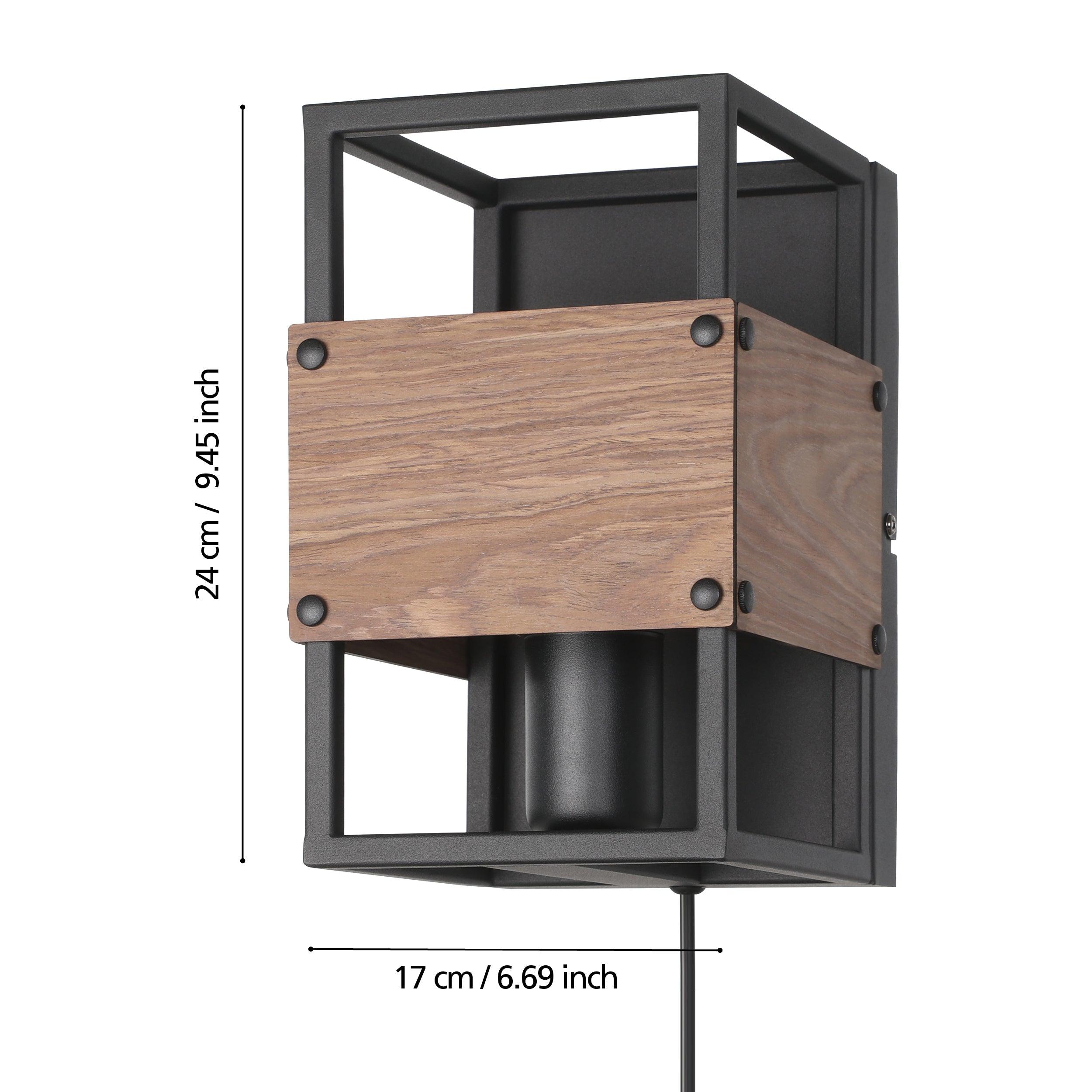 eglo evesham black brown wall light living room close up