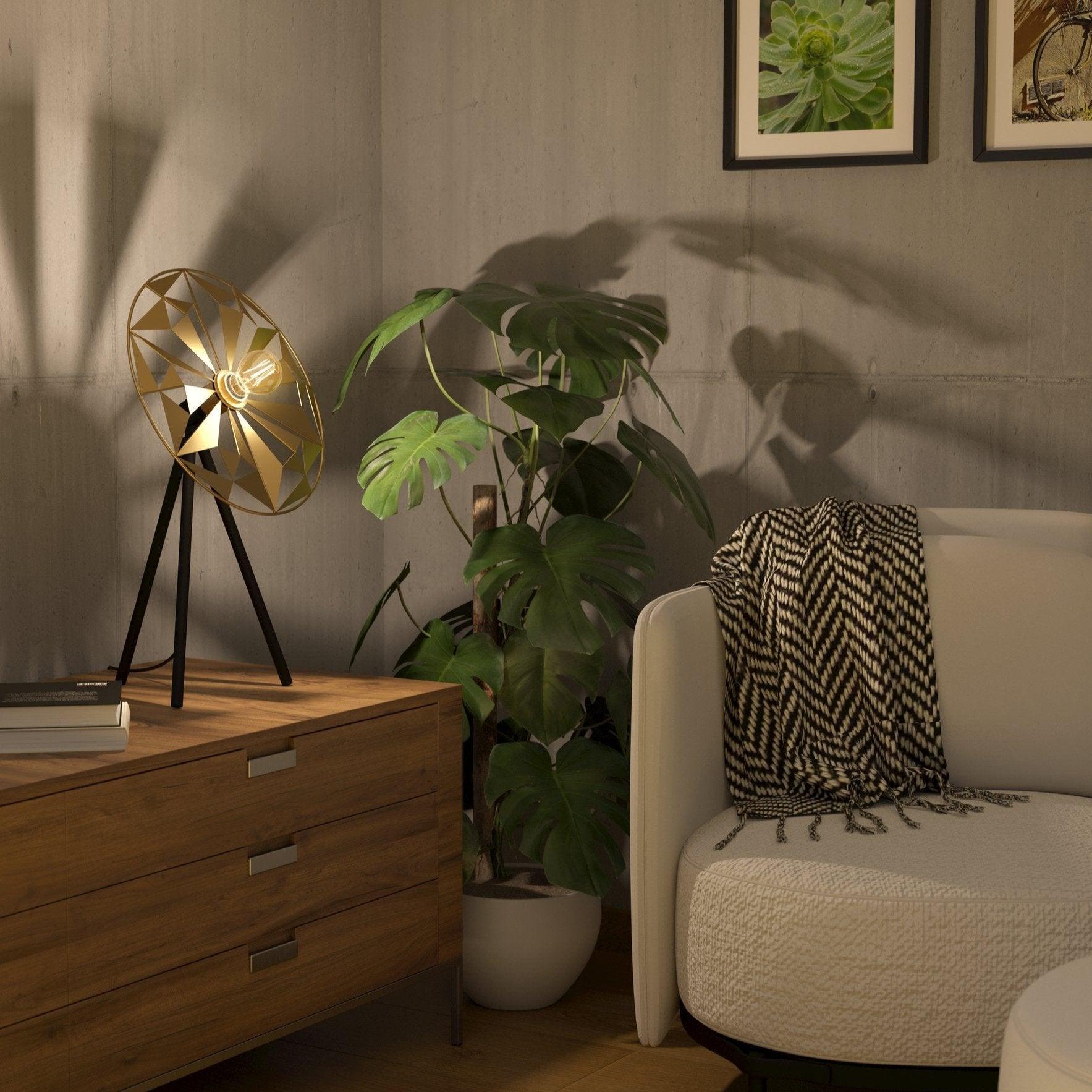 eglo castanuelo gold geometric tripod table lamp