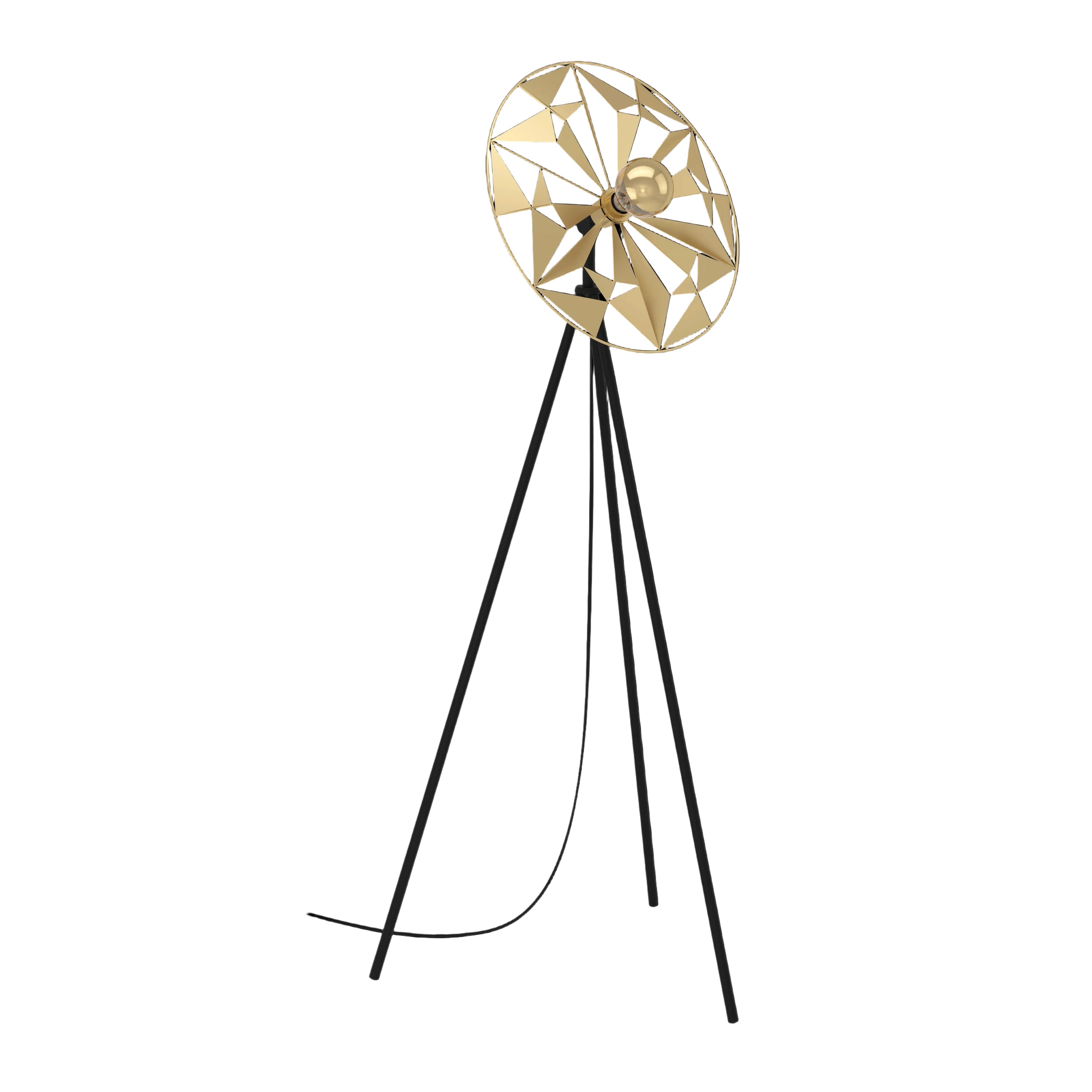 eglo castanuelo black tripod floor lamp gold geometric lampshade living room image