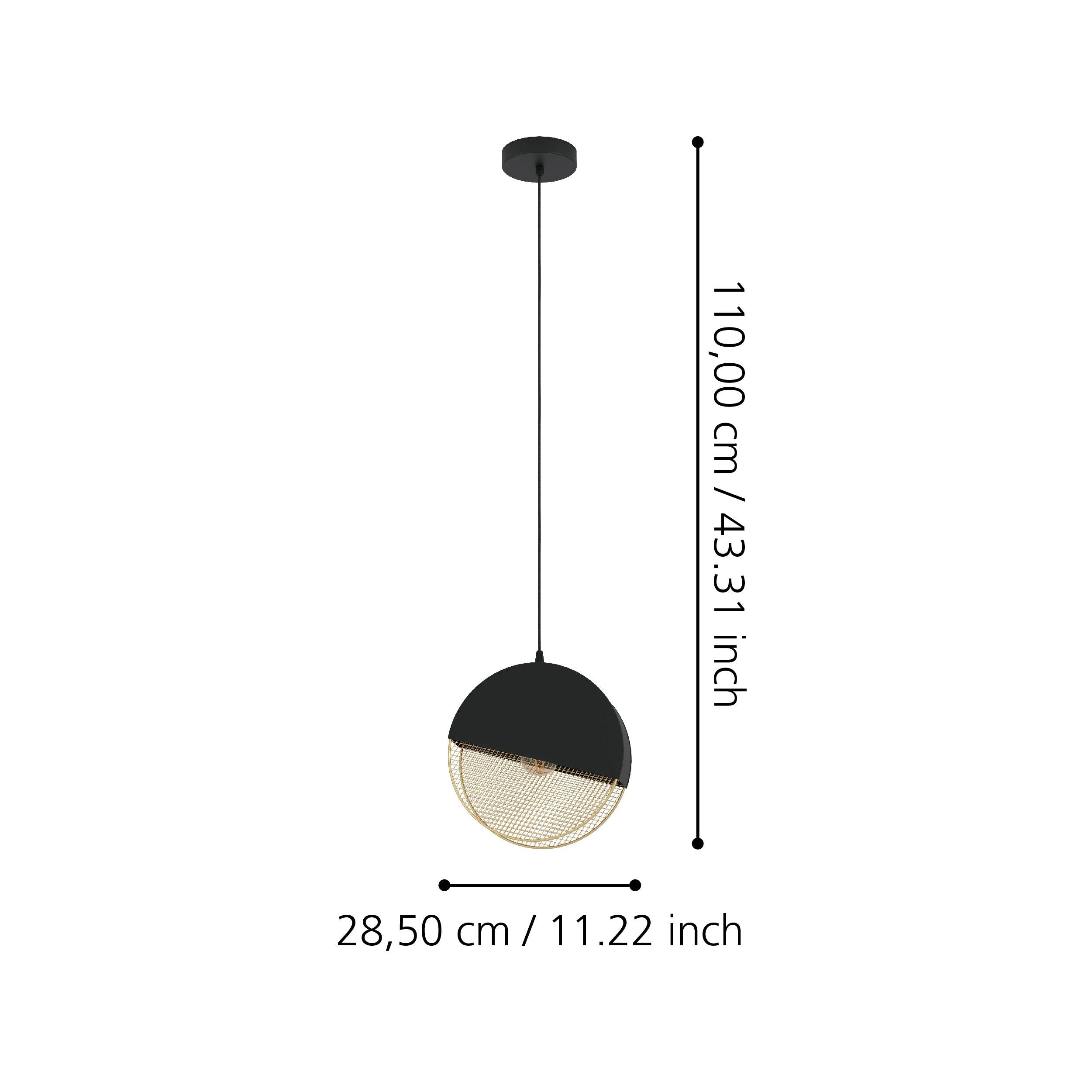 eglo mumbles circular gold mesh black ceiling pendant living room close up