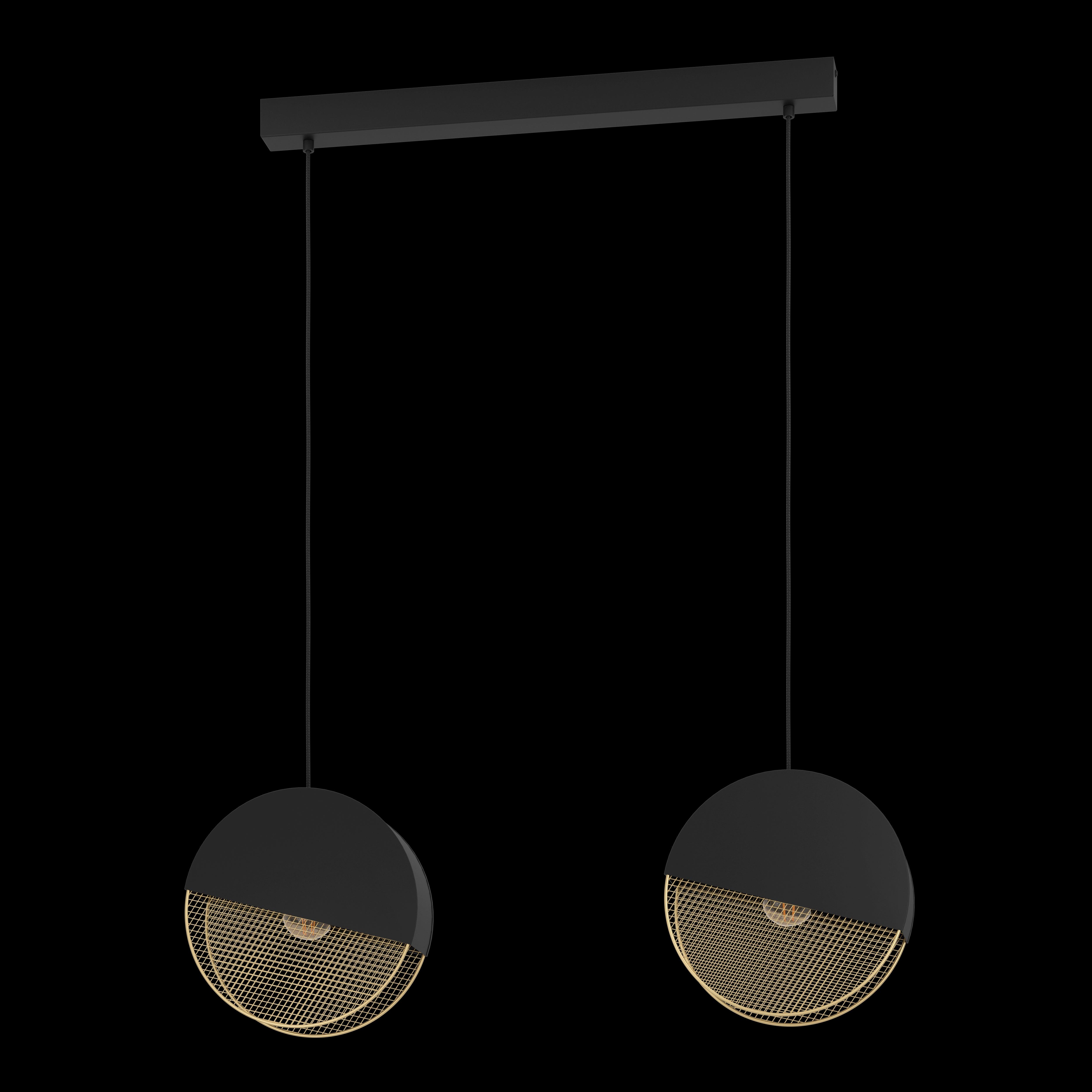 eglo mumbles 2 light circular gold mesh black ceiling pendant living room image