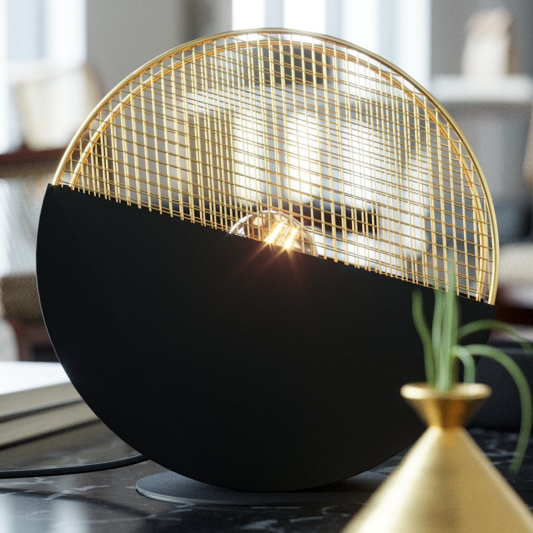 eglo mumbles black gold mesh table lamp living room close up