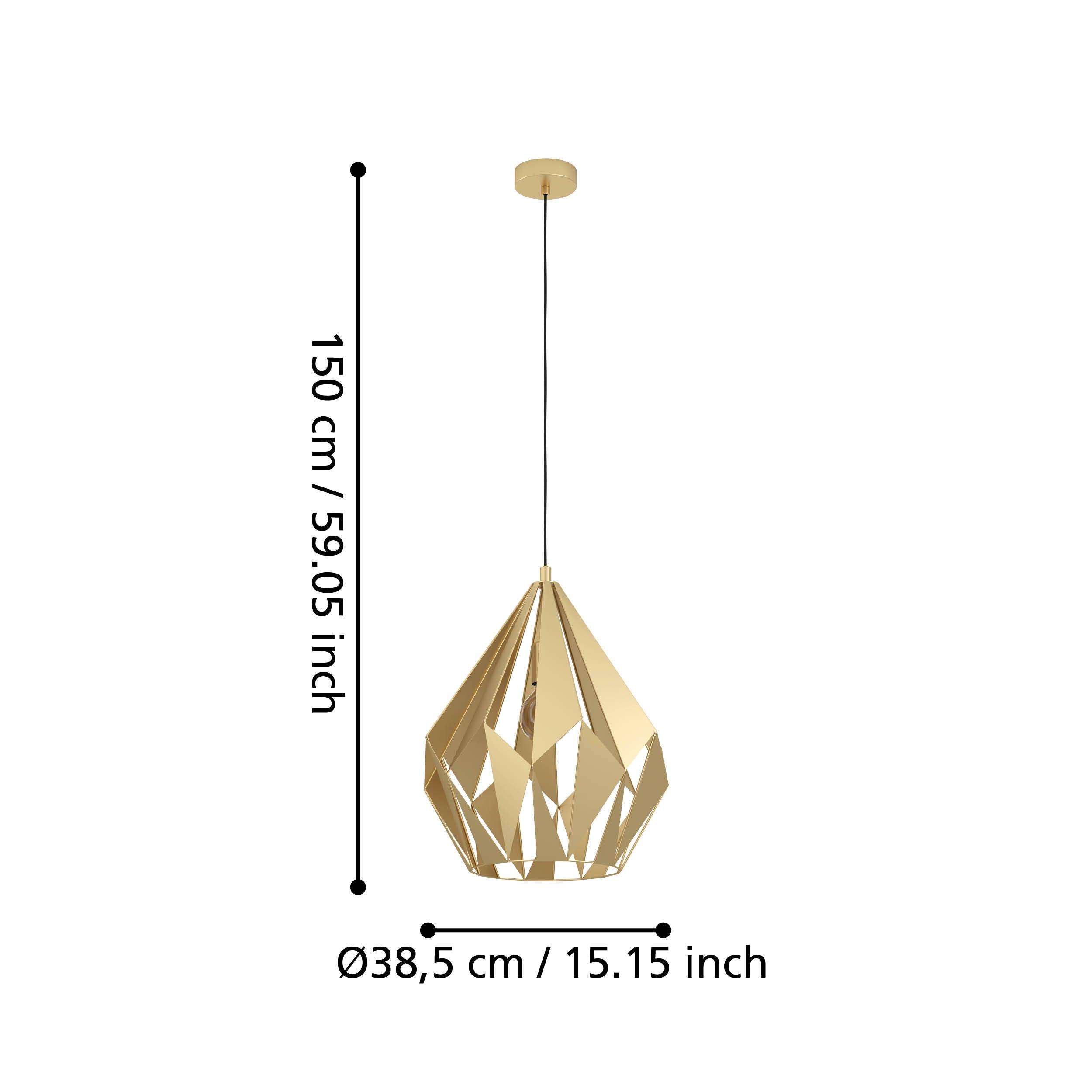 eglo carlton gold diamond shaped ceiling pendant light living room close up