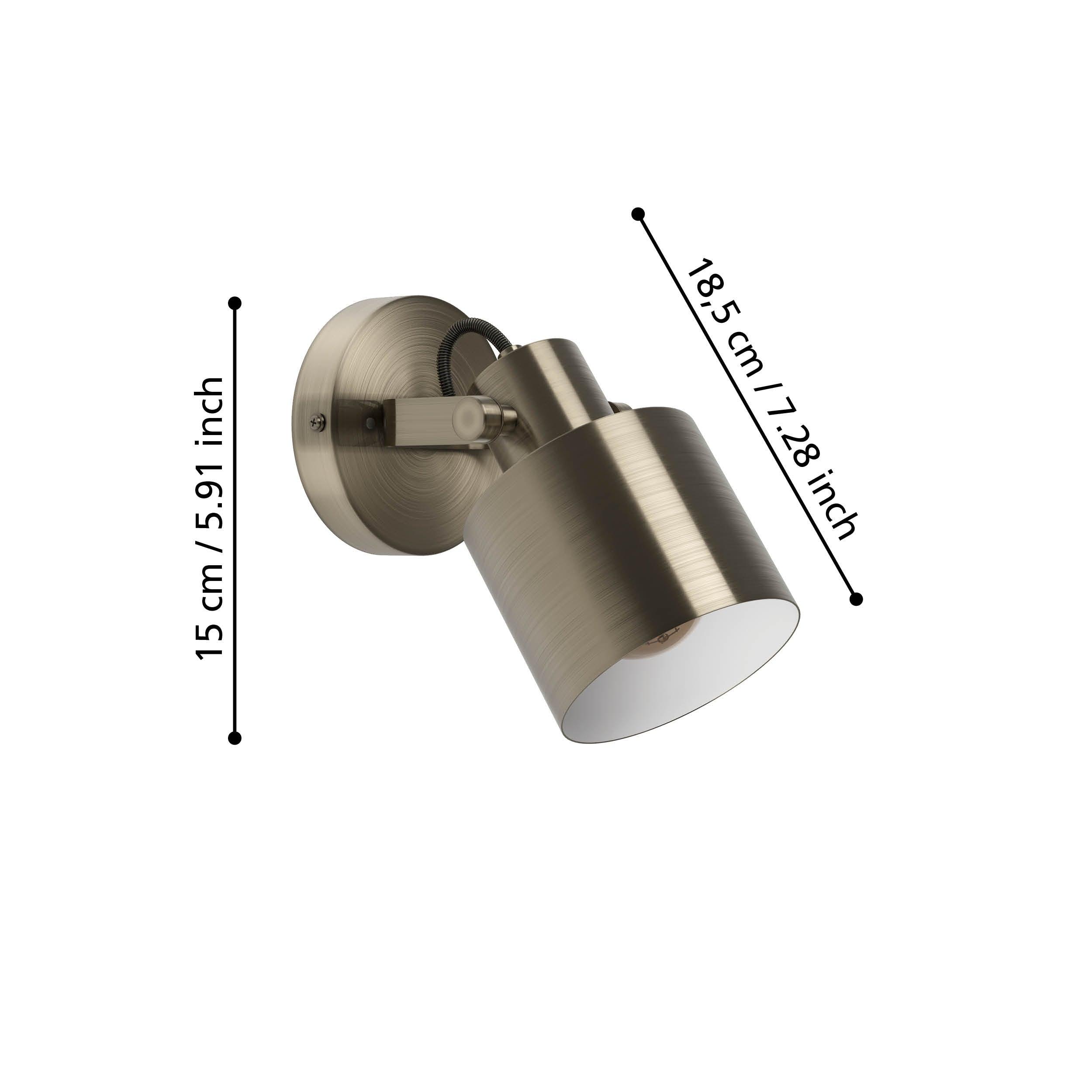 eglo southery gold wall spotlight living room close up