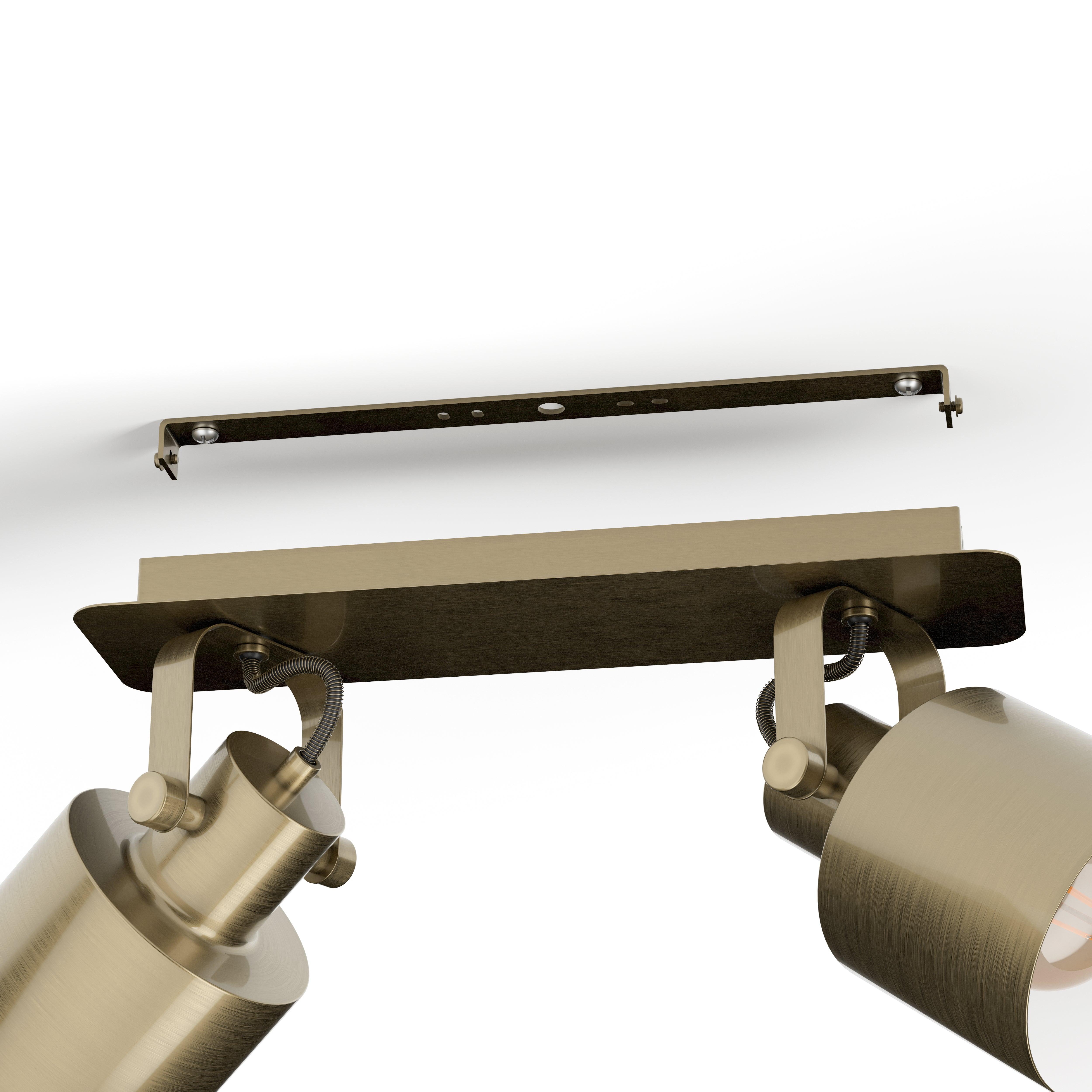 eglo southery gold 2 light bar spotlight living room close up