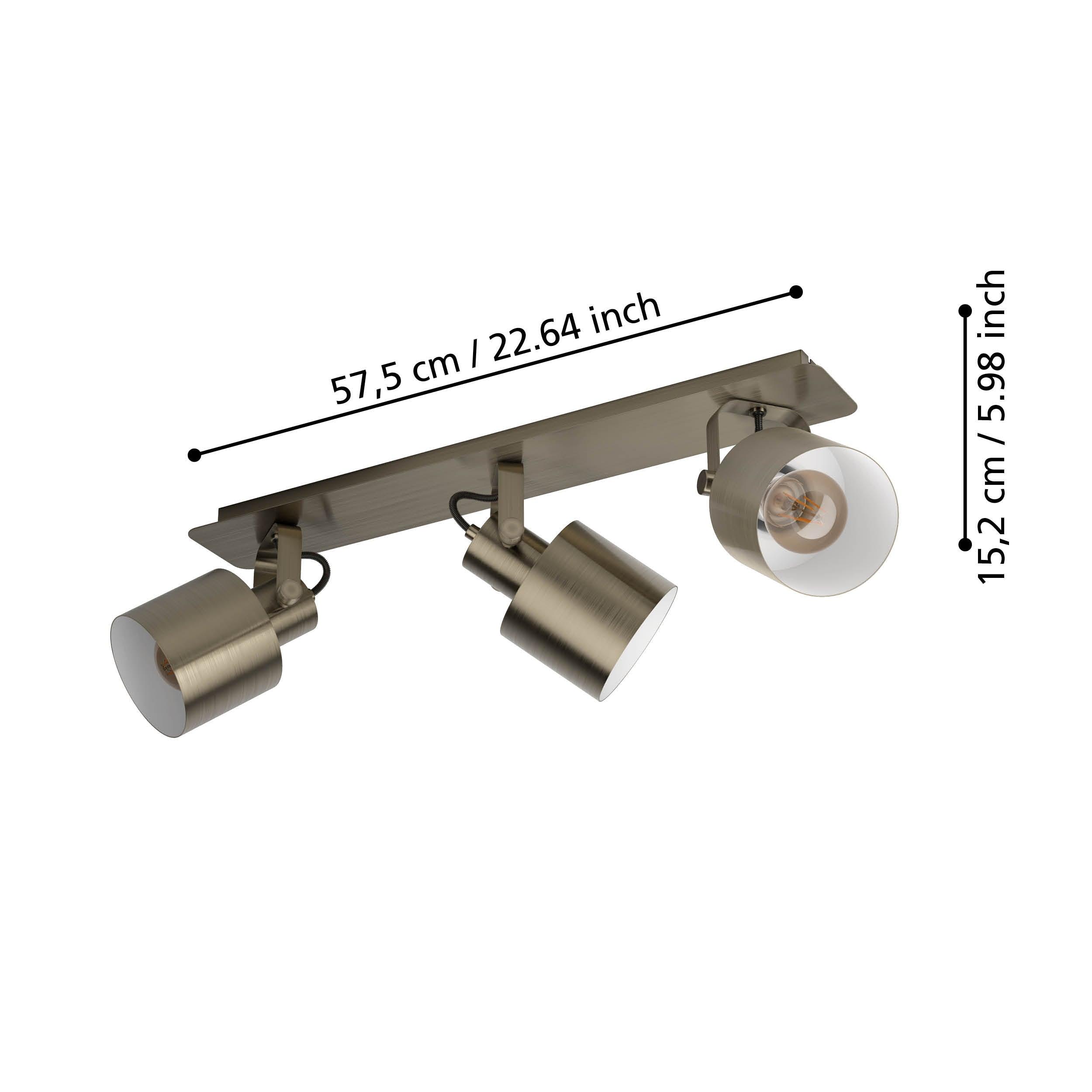 eglo southery gold 3 light bar spotlight living room close up