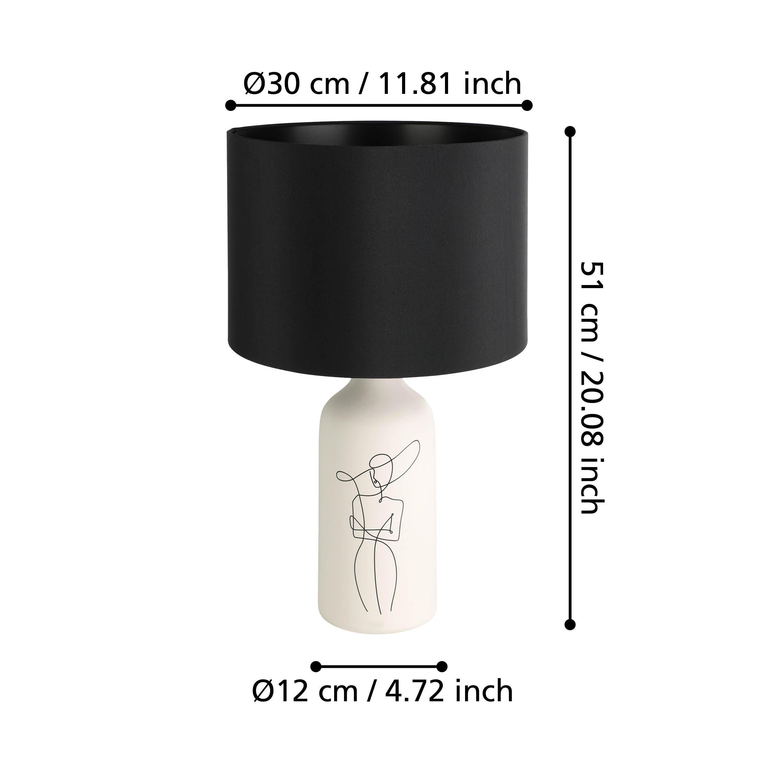 eglo vinoza white ceramic table lamp black shade living room close up