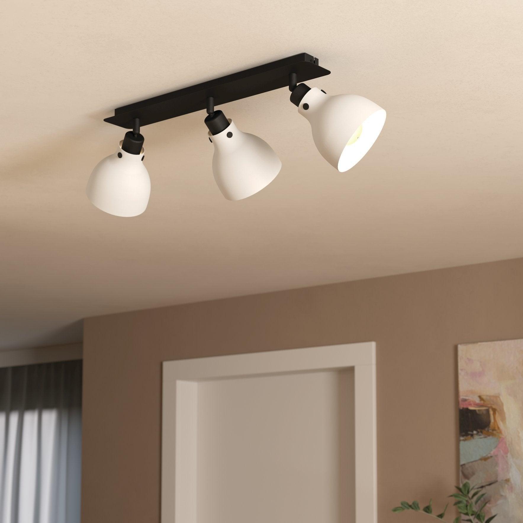 eglo matlock black grey 3 light bar spotlight