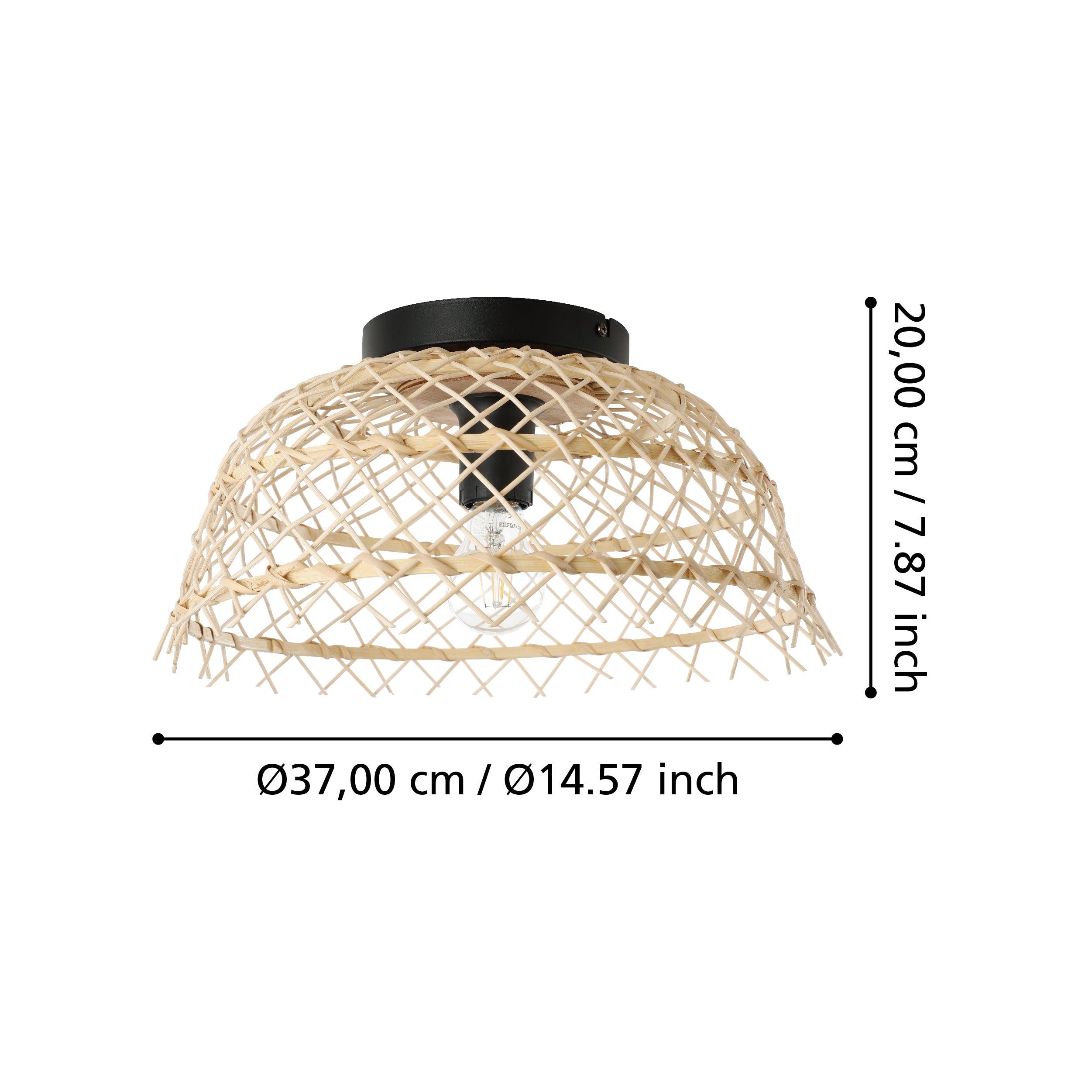 eglo ausnby flush natural wood ceiling light living room close up