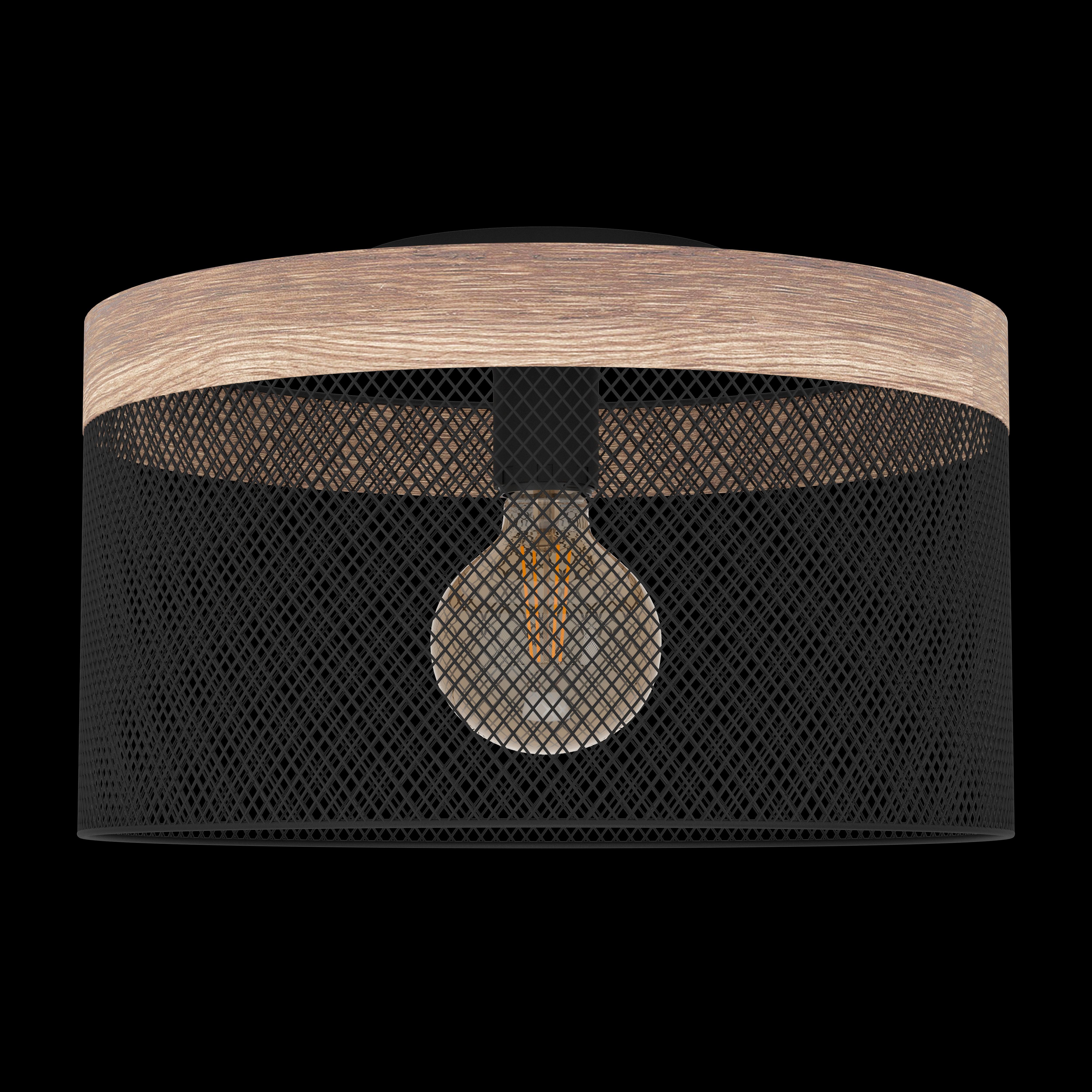 eglo kilnsdale flush wood black mesh ceiling light living room image