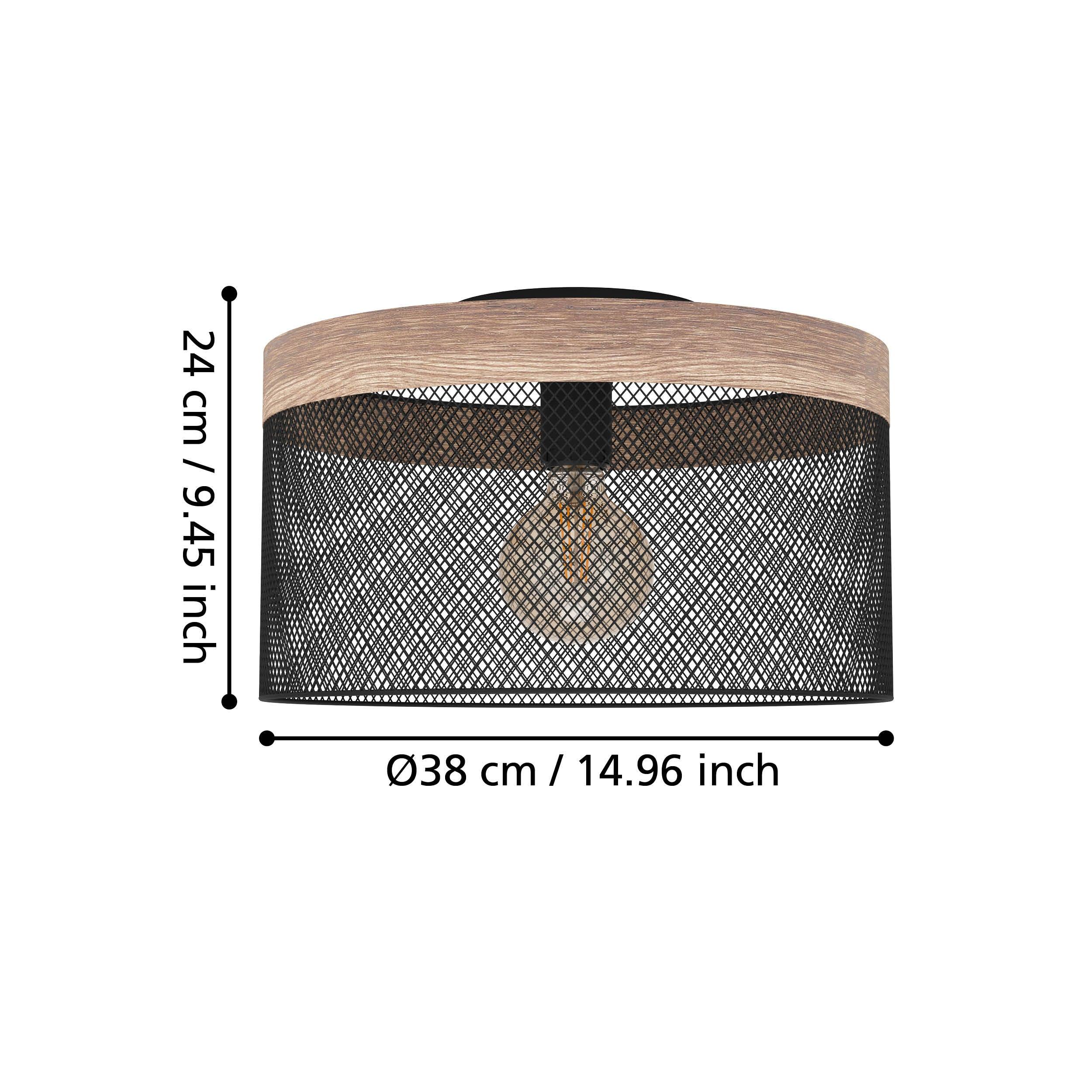 eglo kilnsdale flush wood black mesh ceiling light kitchen lighting