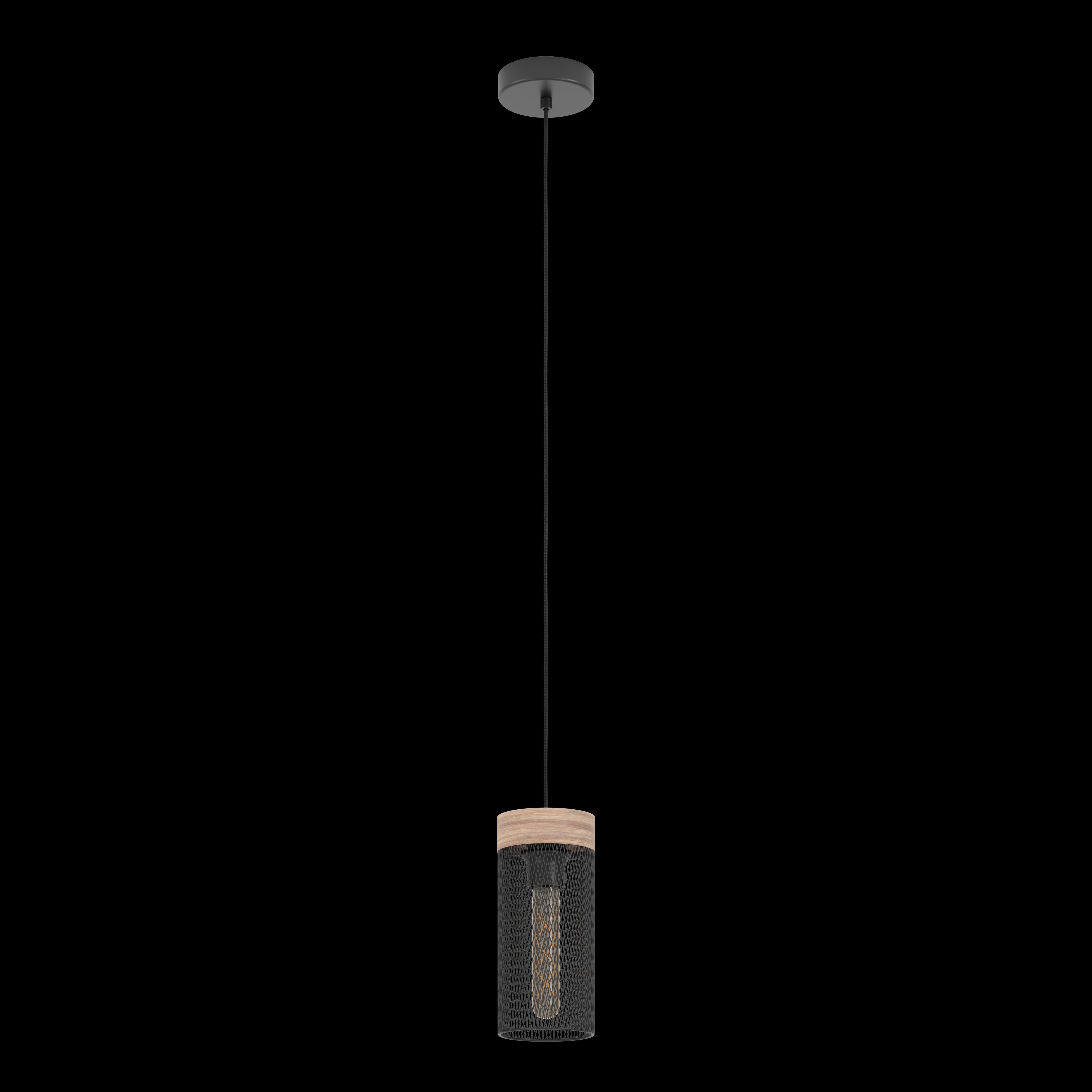 eglo kilnsdale wood black metal mesh ceiling pendant living room image