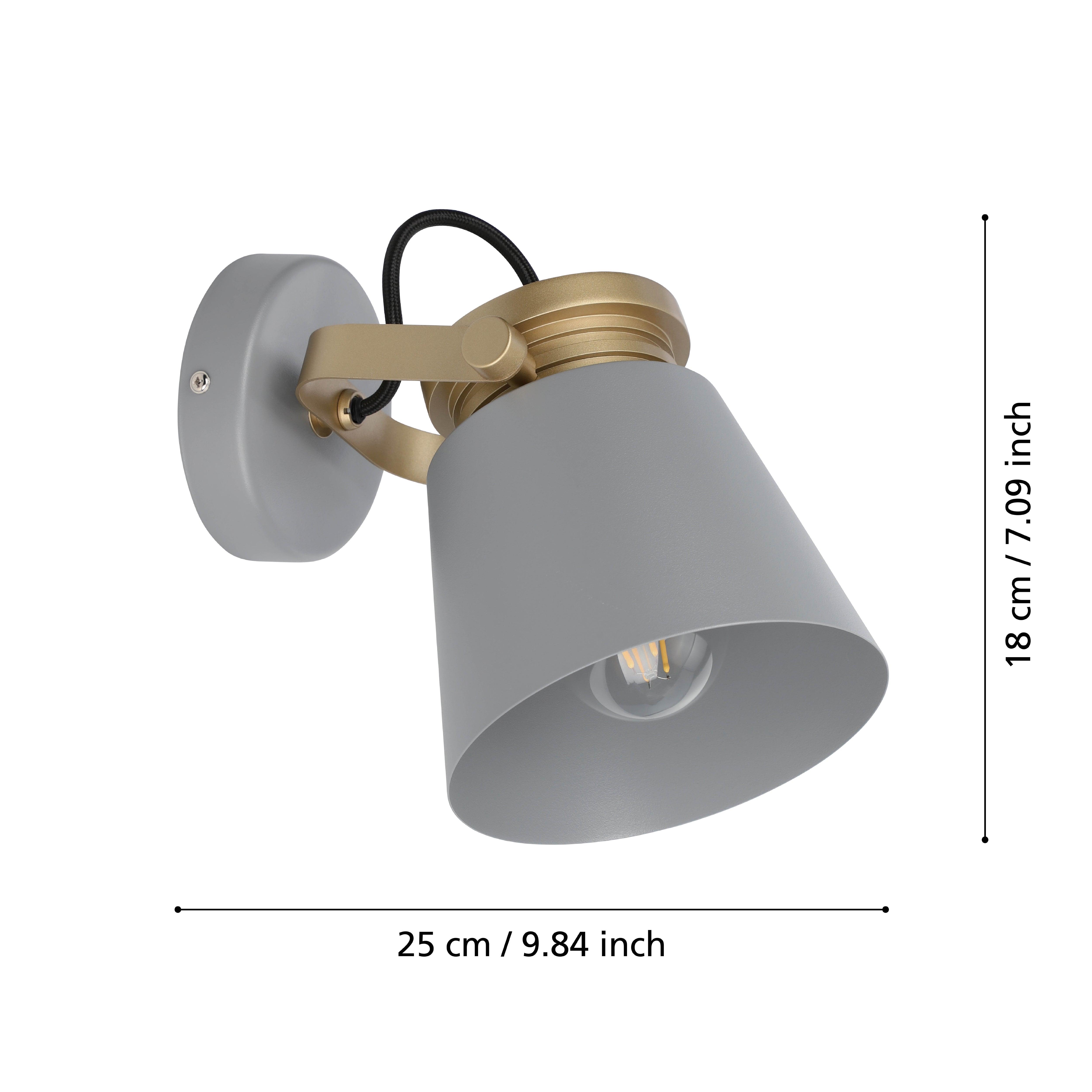 eglo twicken grey gold wall spotlight living room close up